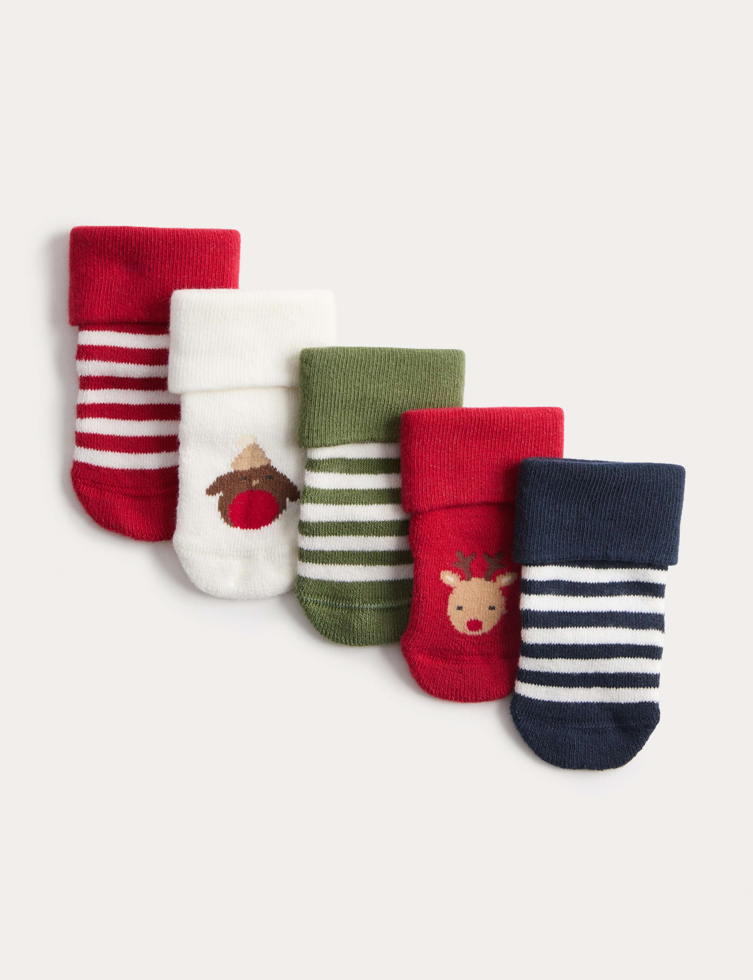 5 Pack Cotton Rich Christmas Baby Socks (0-3 Yrs) 1 of 2
