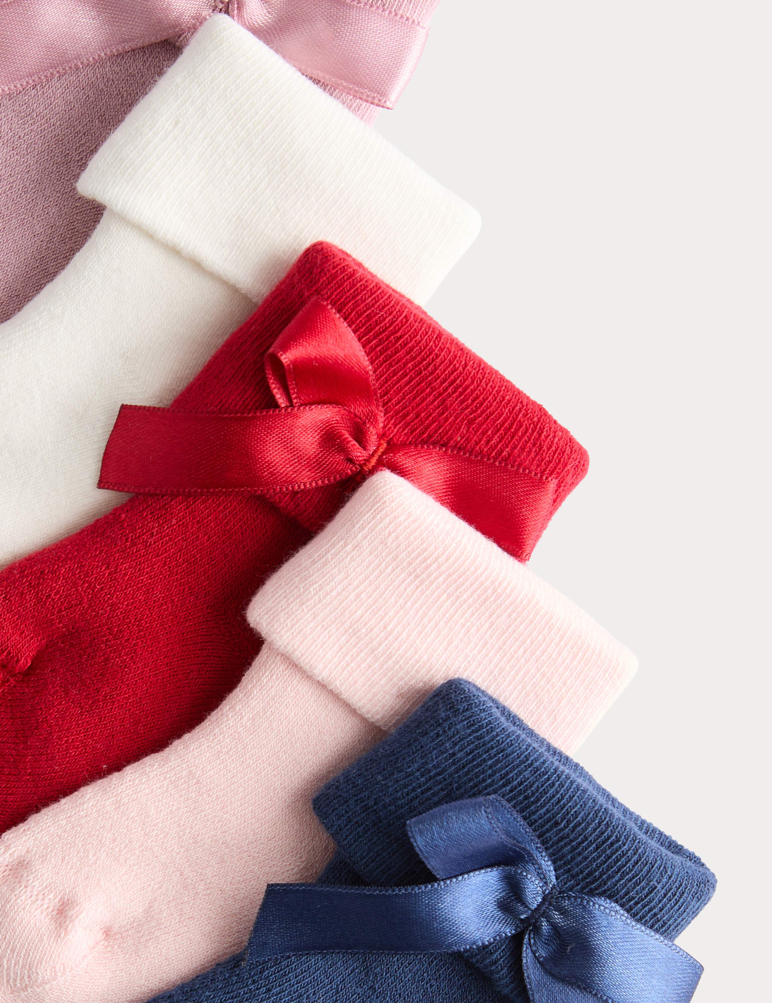 5 Pack Cotton Rich Bow Baby Socks (0-2 Yrs) 2 of 2
