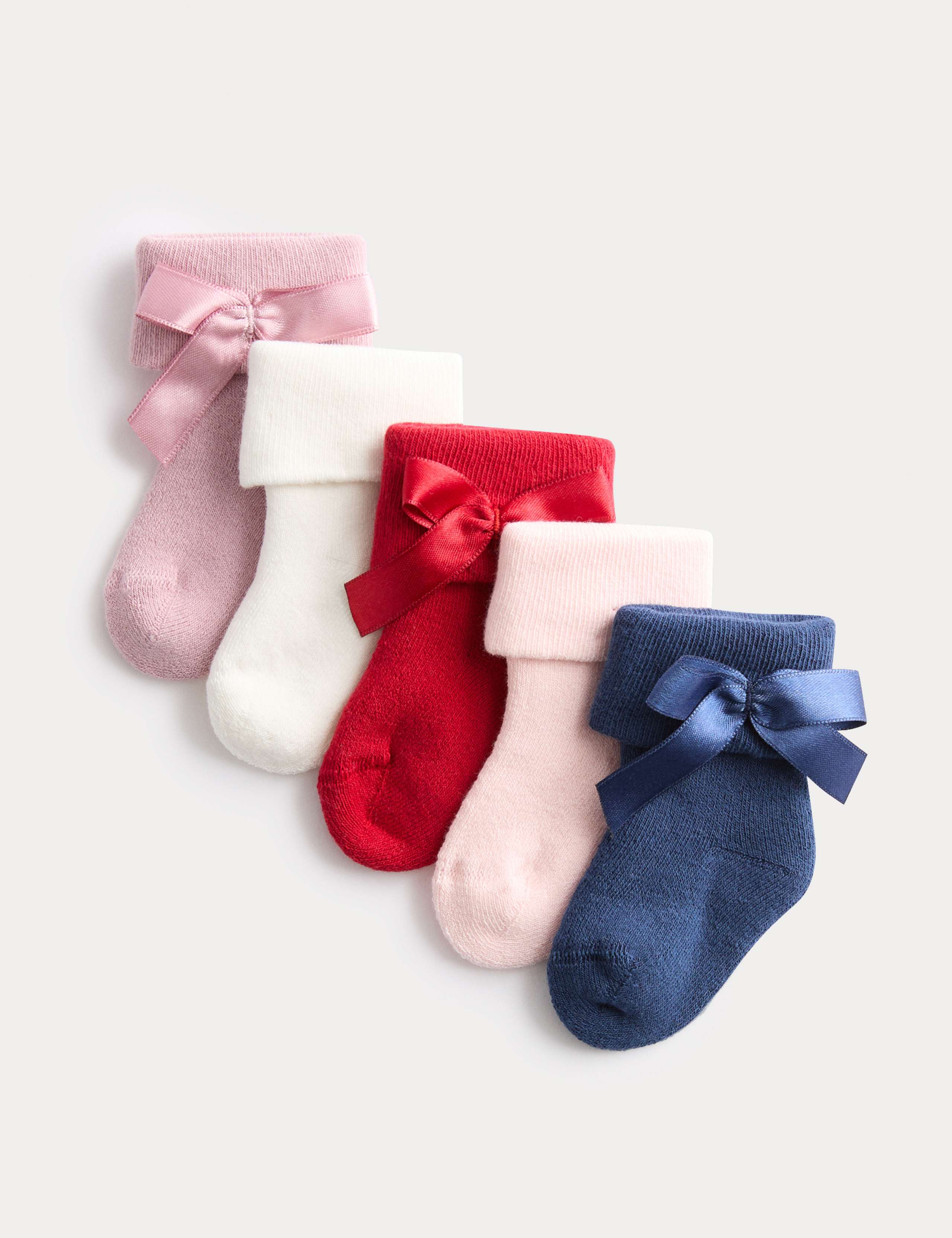 5 Pack Cotton Rich Bow Baby Socks (0-2 Yrs) 1 of 2