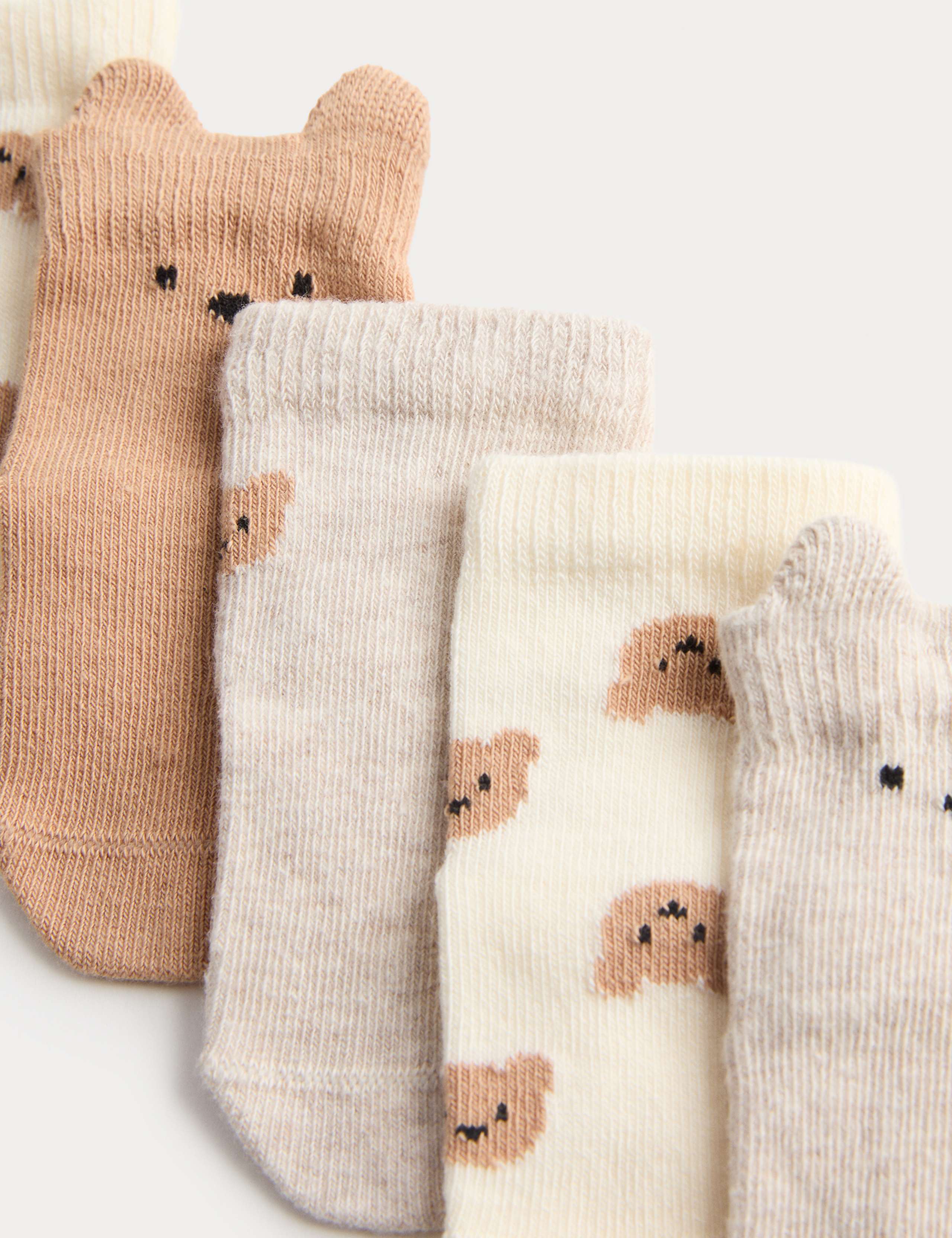 5pk Cotton Rich Spencer Bear Socks (0-3 Yrs) 2 of 2