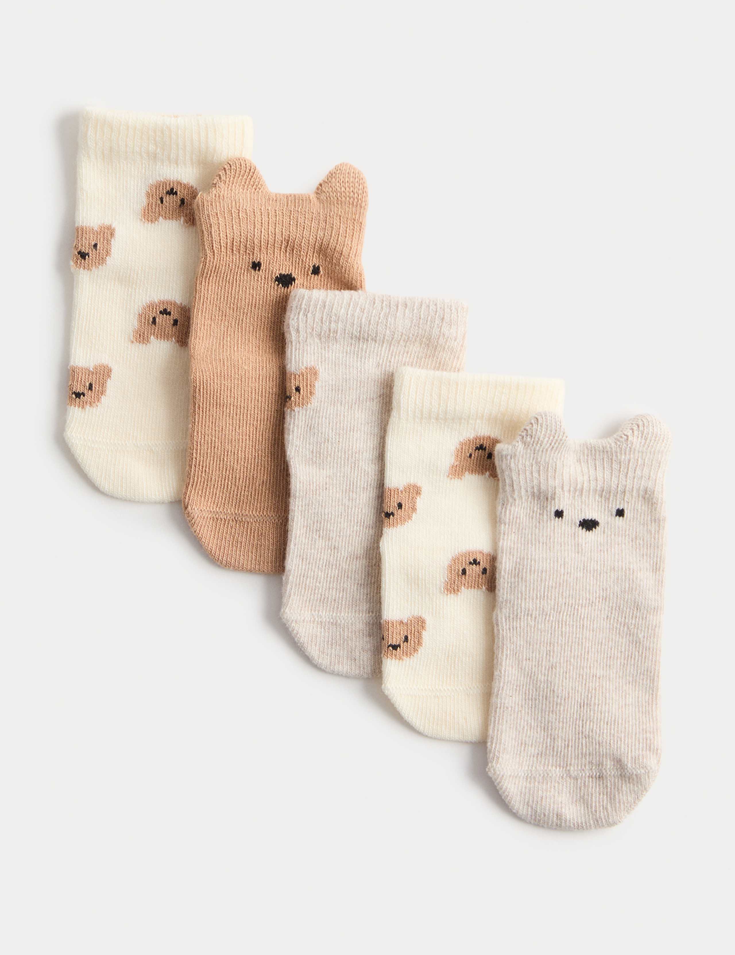 5 Pack Cotton Rich Spencer Bear Socks (0-3 Yrs) 1 of 2