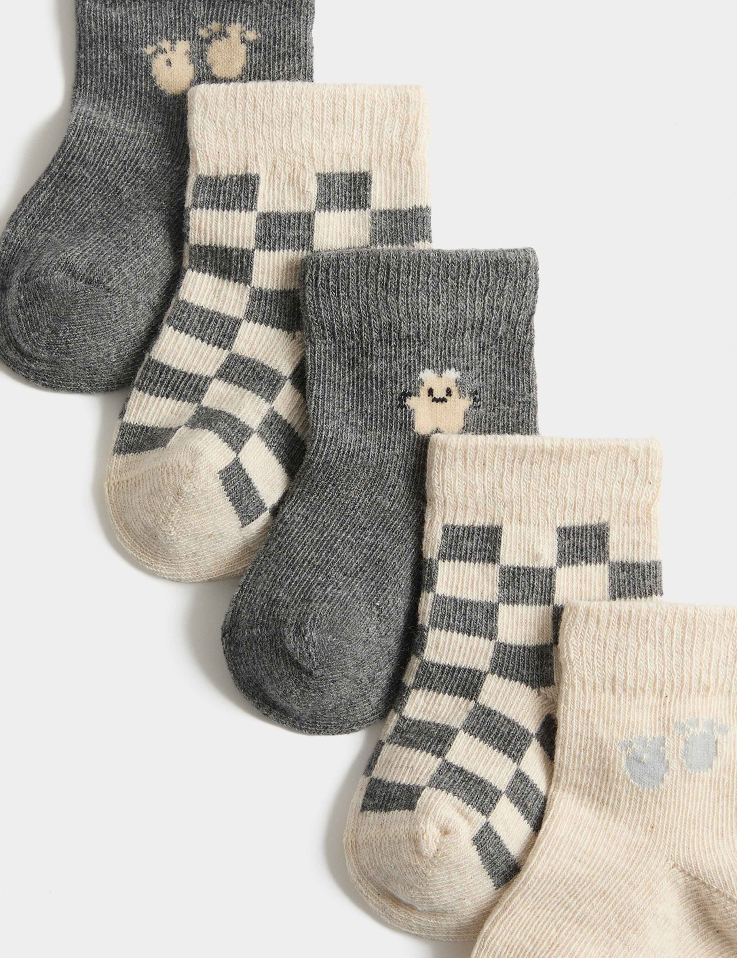 5 Pack Cotton Rich Little Monster Baby Socks 2 of 2