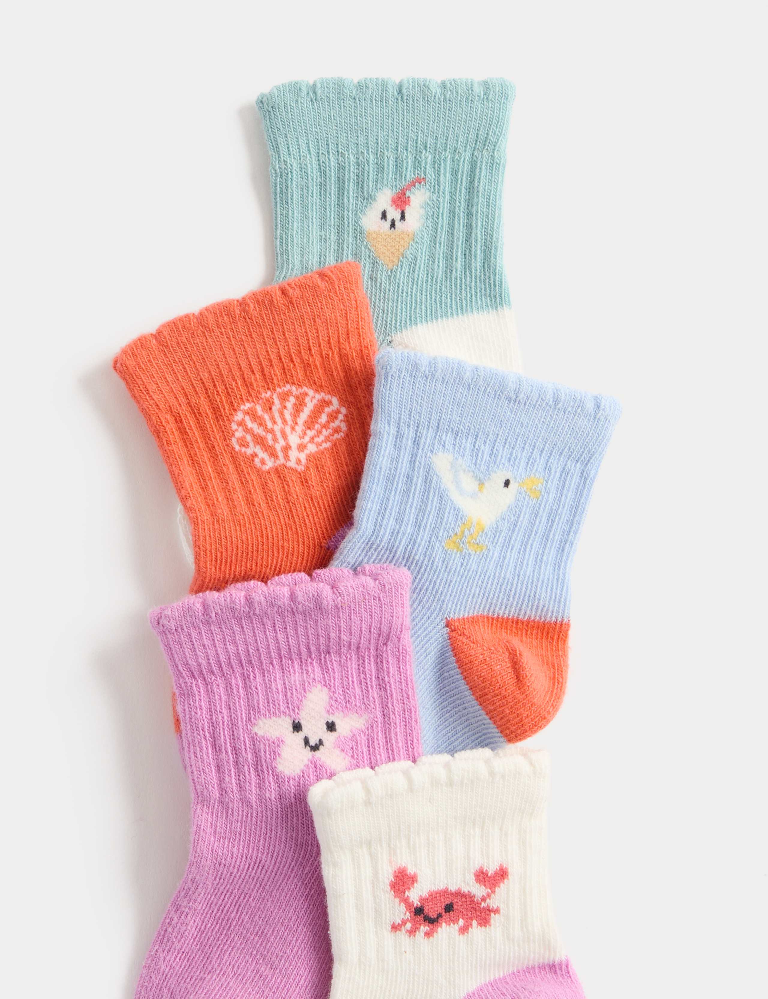 5 Pack Cotton Rich Seaside Baby Socks (0-24 Months) 2 of 2