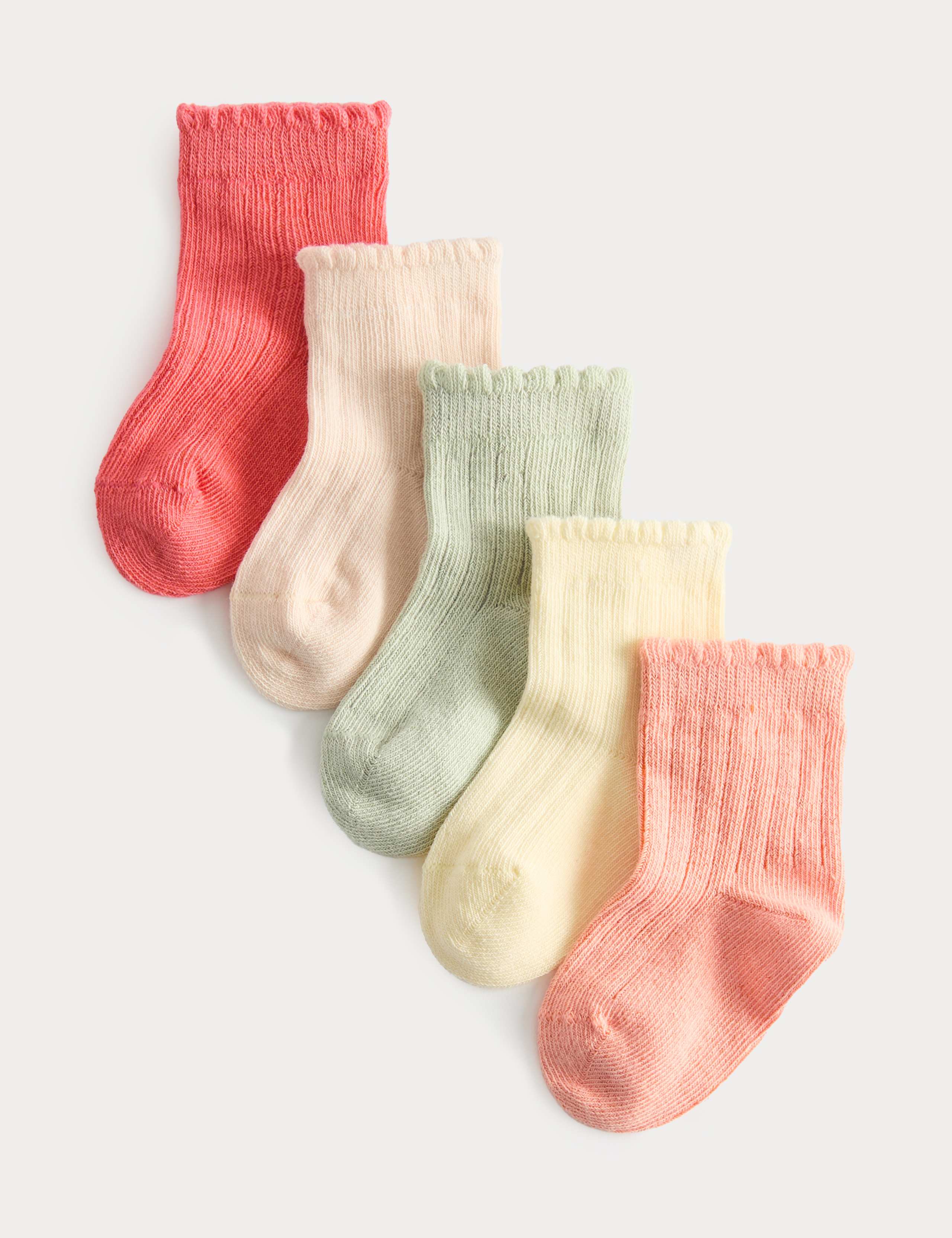 5 Pack Cotton with Stretch Frill Socks (0-2 Yrs) 1 of 2