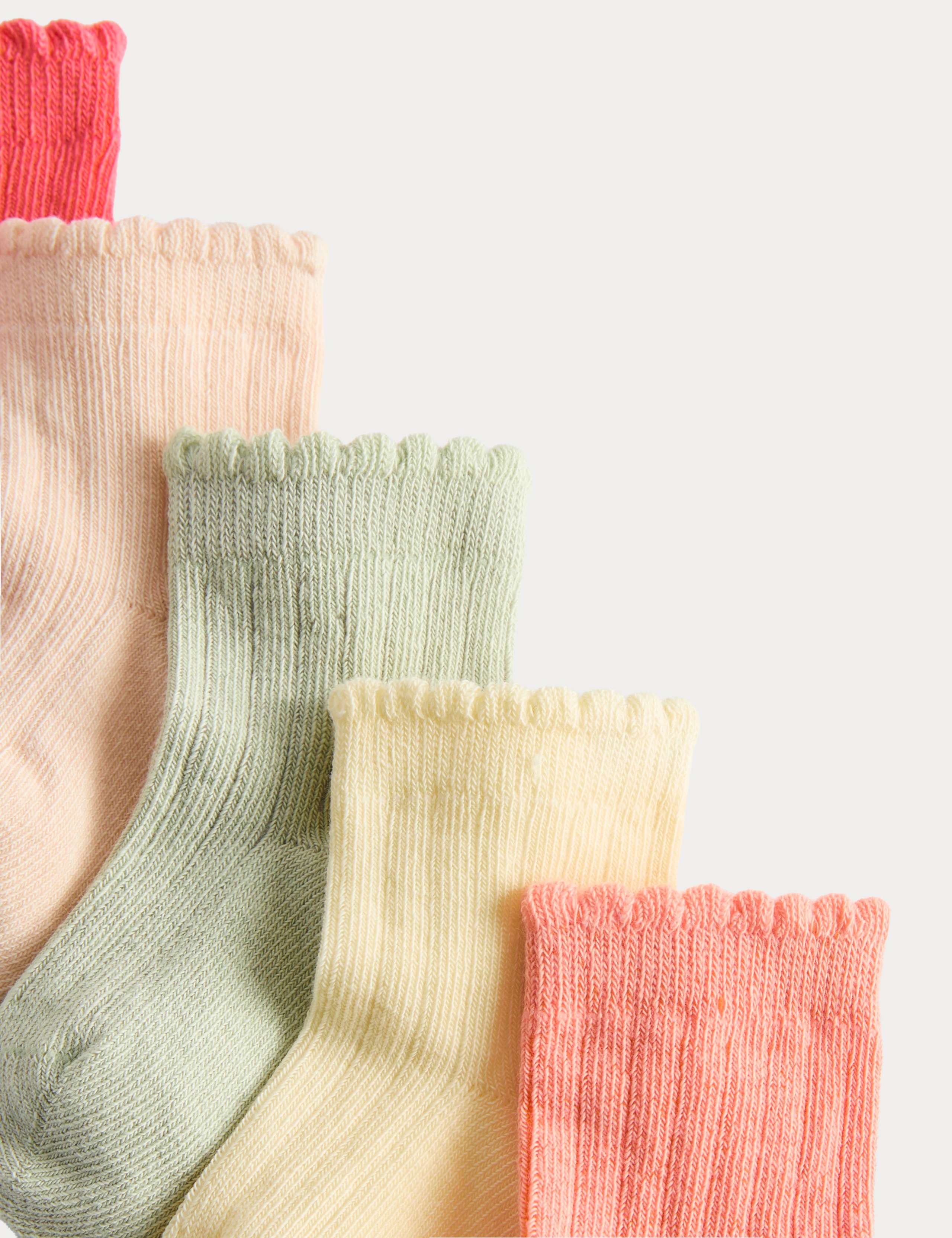 5 Pack Cotton with Stretch Frill Socks (0-2 Yrs) 2 of 2