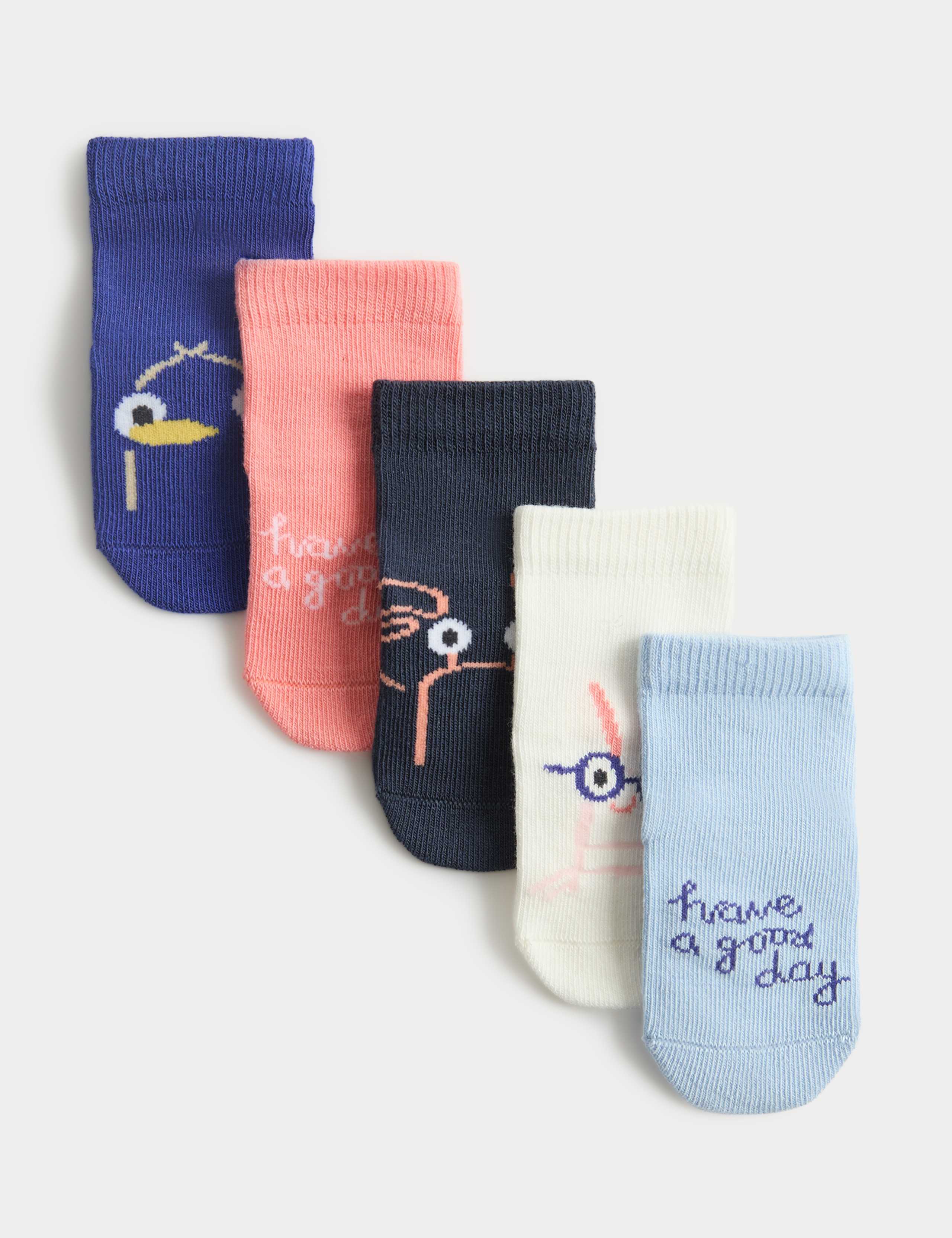 5 Pack Cotton Rich Baby Socks (0-2 Yrs) 1 of 2
