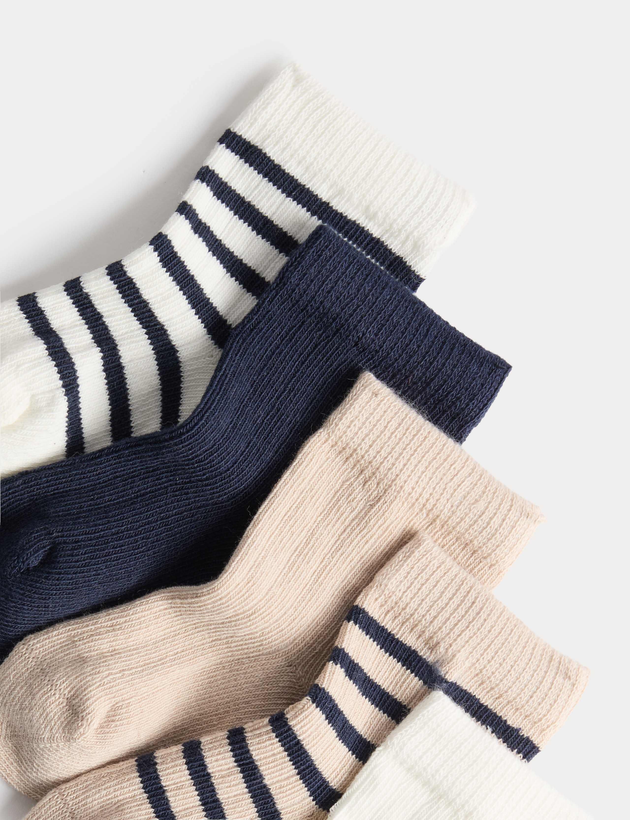 5 Pack Cotton Rich Striped Baby Socks (0-24 Months) 2 of 2