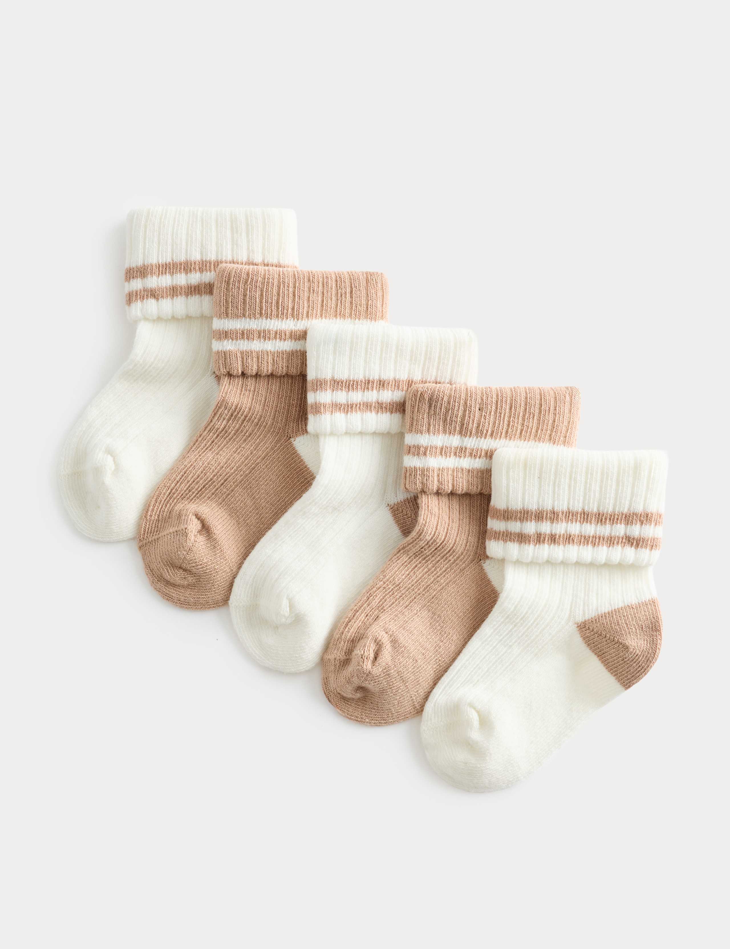 5 Pack Cotton Rich Striped Baby Socks (0-3 Years) 1 of 2