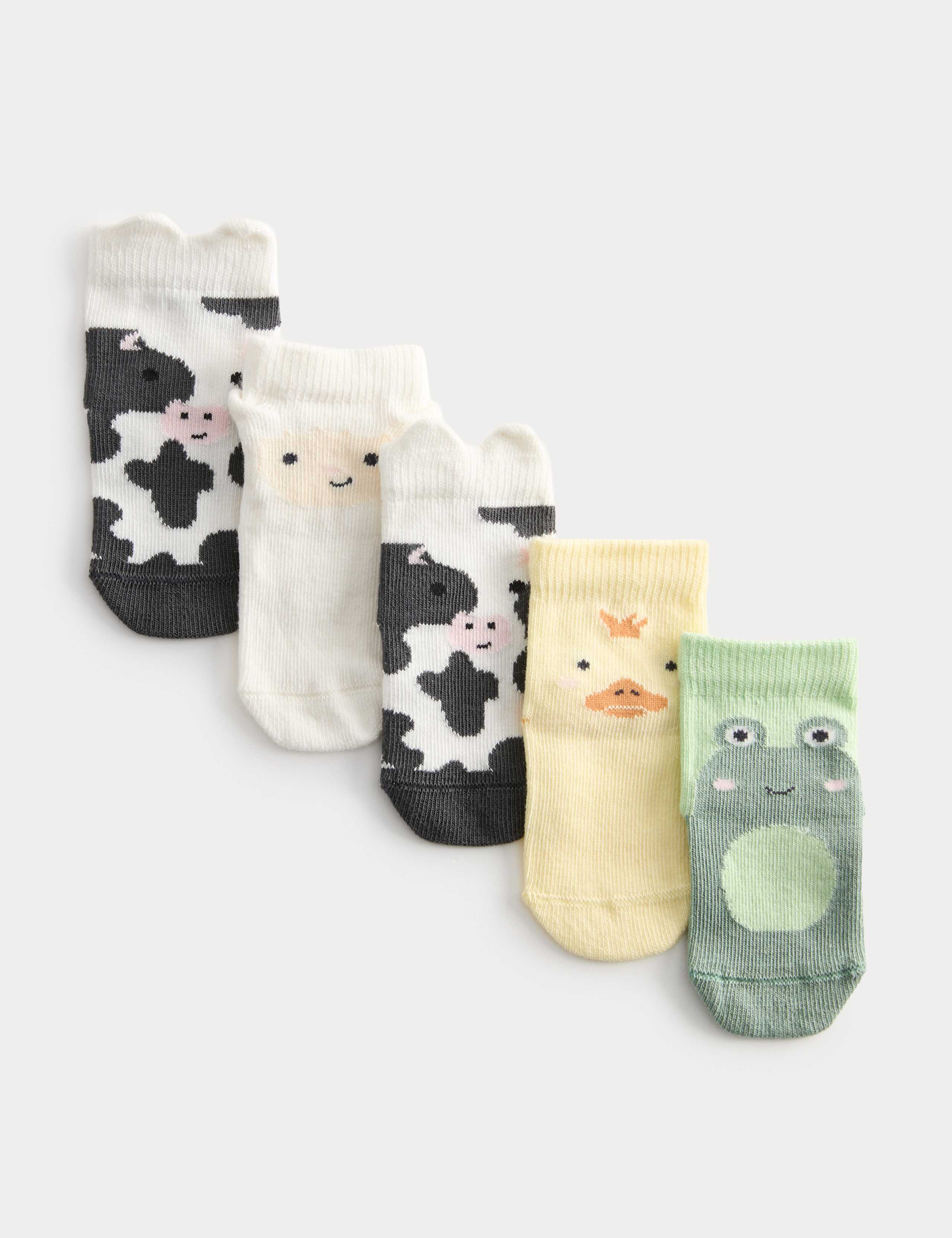 5 Pack Cotton Rich Animal Socks (7lbs-3 Yrs) 1 of 2