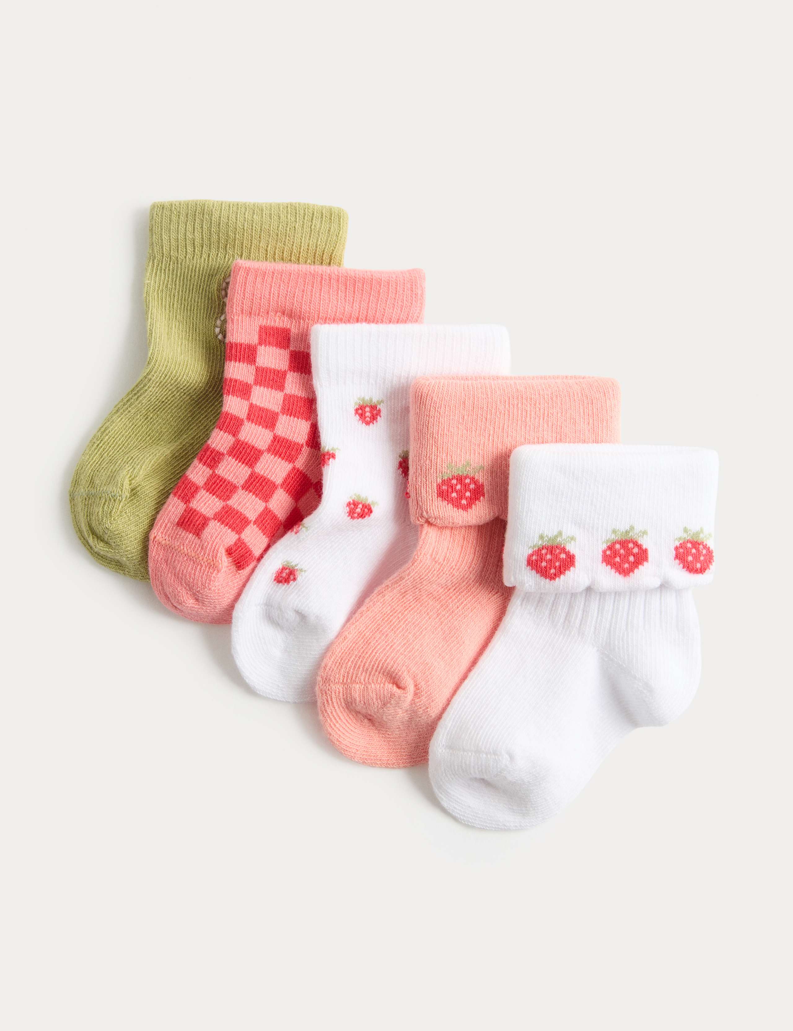 5 Pack Cotton Rich Baby Socks (0-2 Yrs) 1 of 2