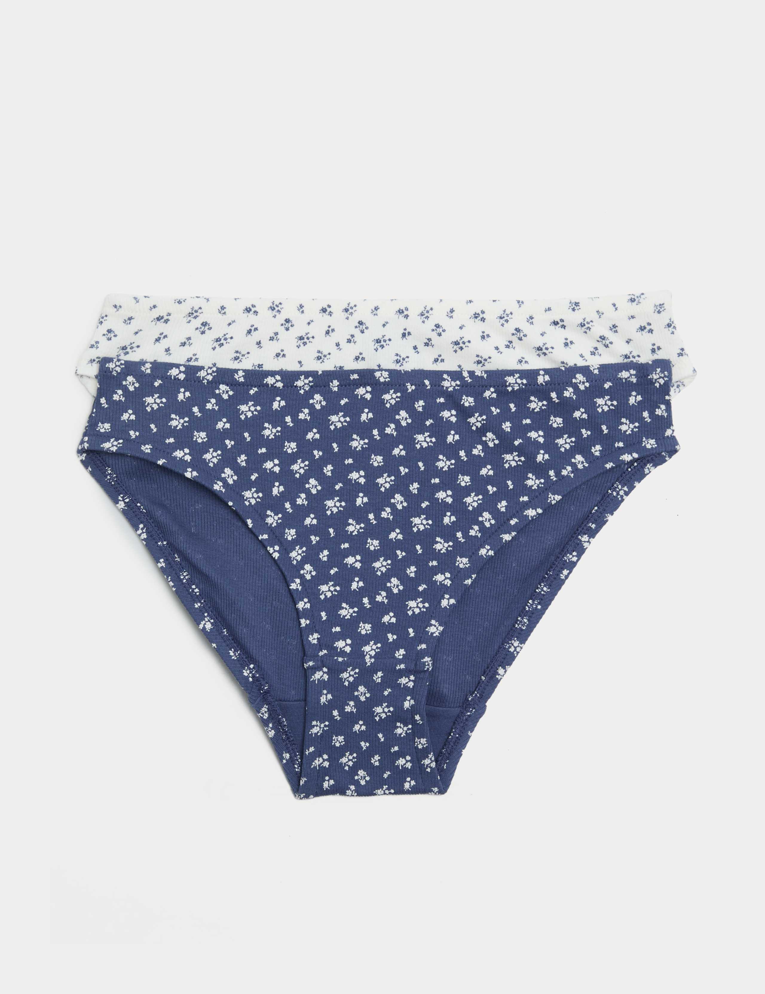 2 Pack Cotton with Stretch Floral Knickers (7-16 Yrs) 1 of 2