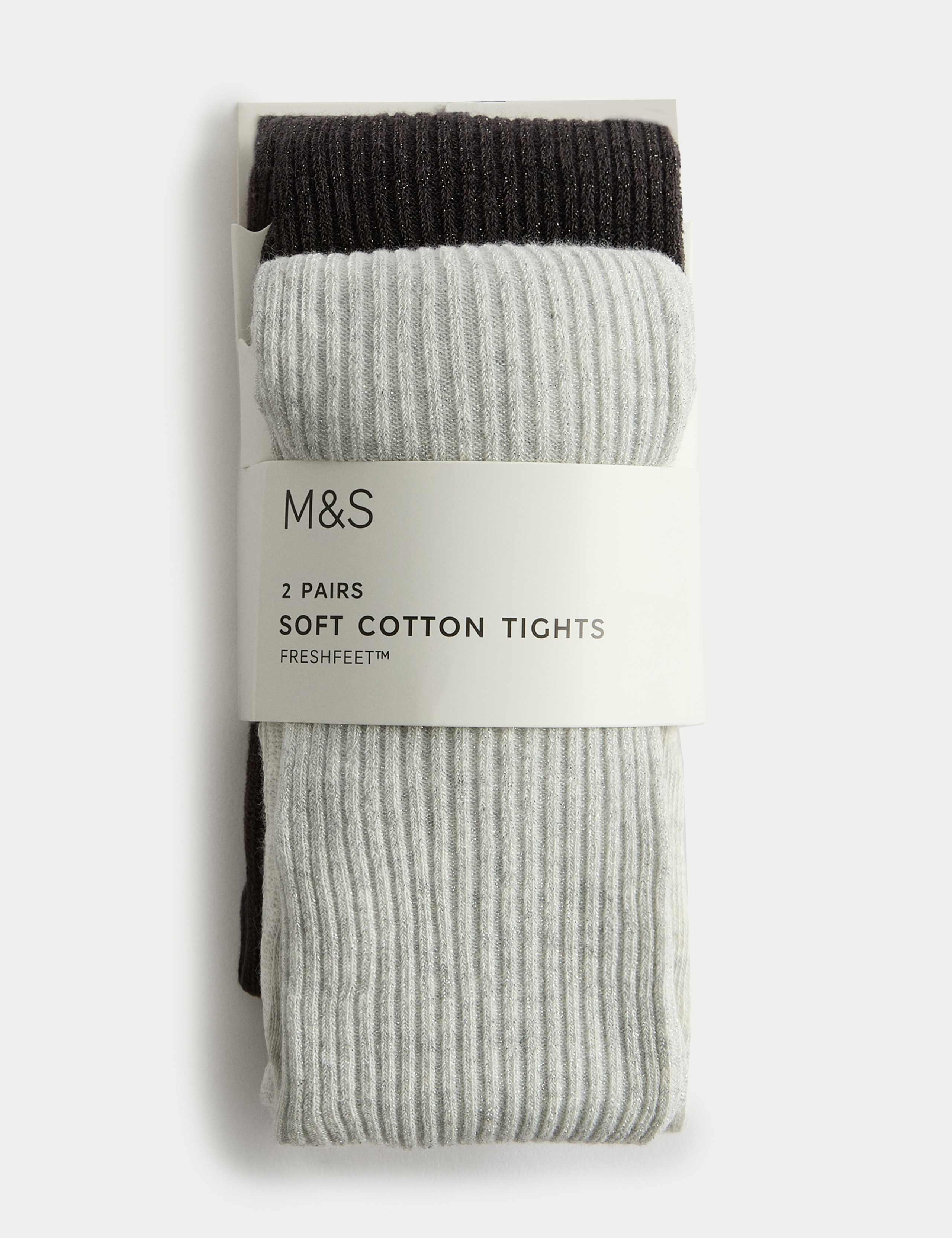2pk Glitter Rib Tights (2-14 Yrs) 1 of 2