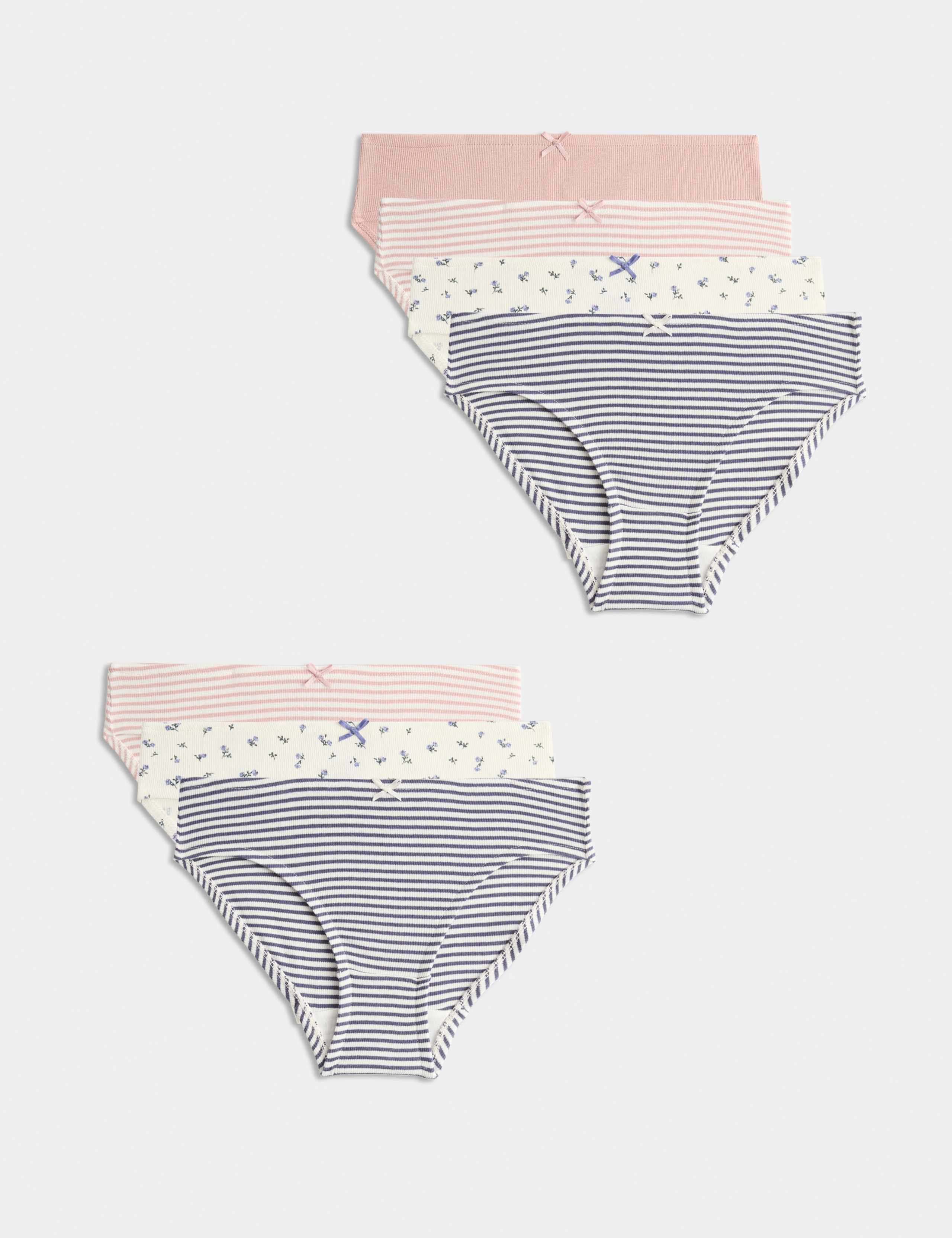 7 Pack Cotton Floral Bikini Knickers (5-16 Yrs) 1 of 1