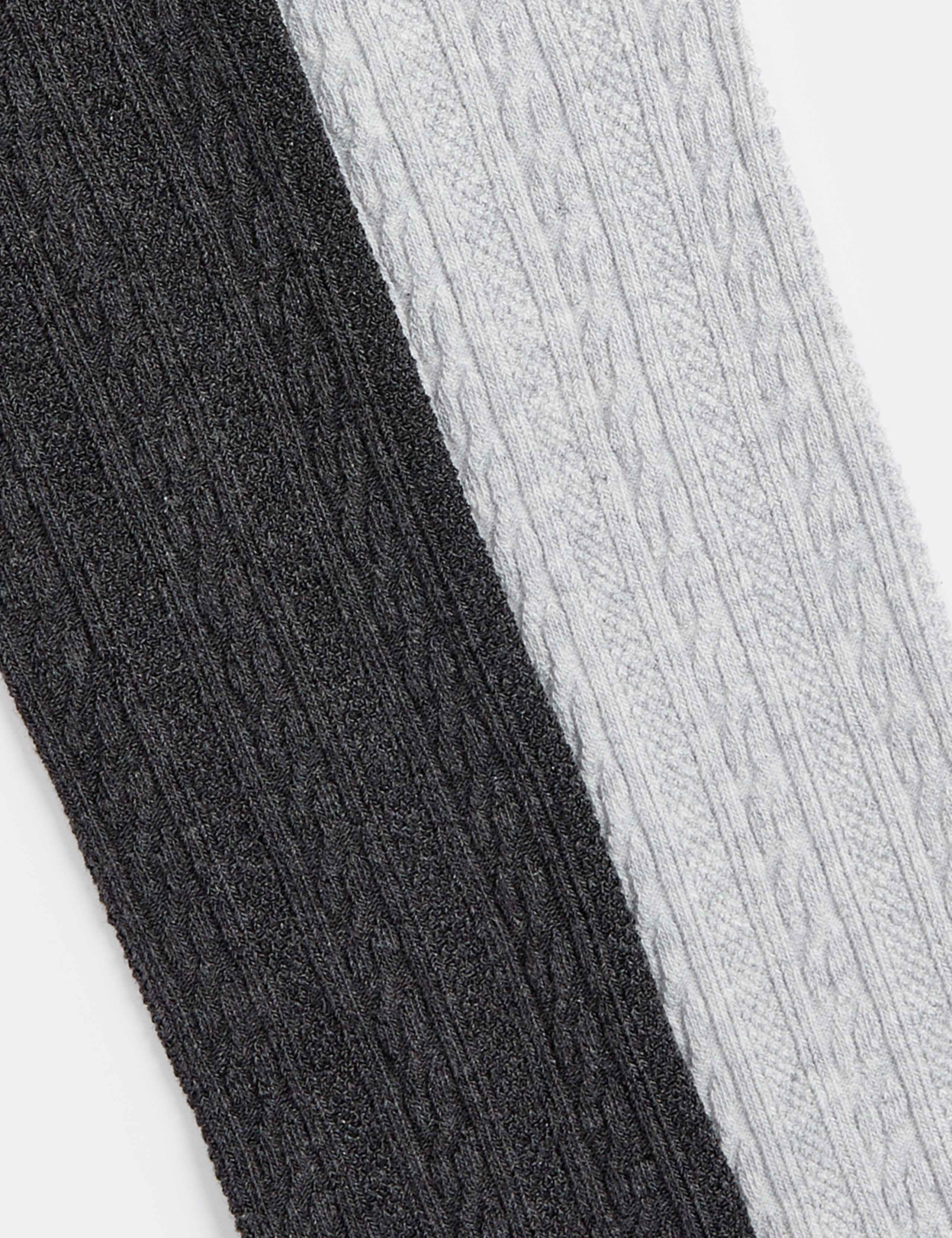 2pk Cotton Rich Cable Tights (2-14 Yrs) 2 of 2