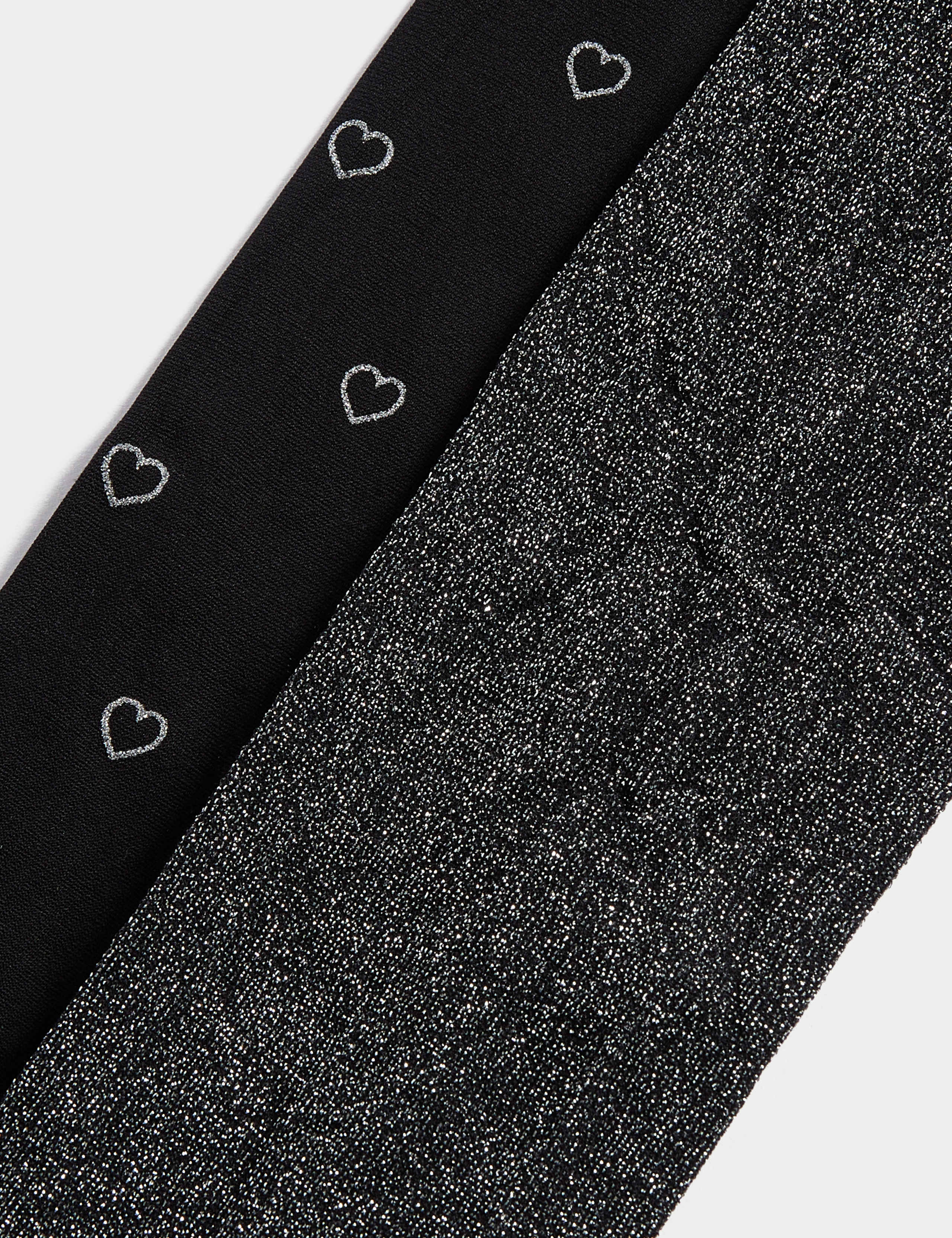 2pk Black Sparkly Tights (2-14 Yrs) 2 of 2