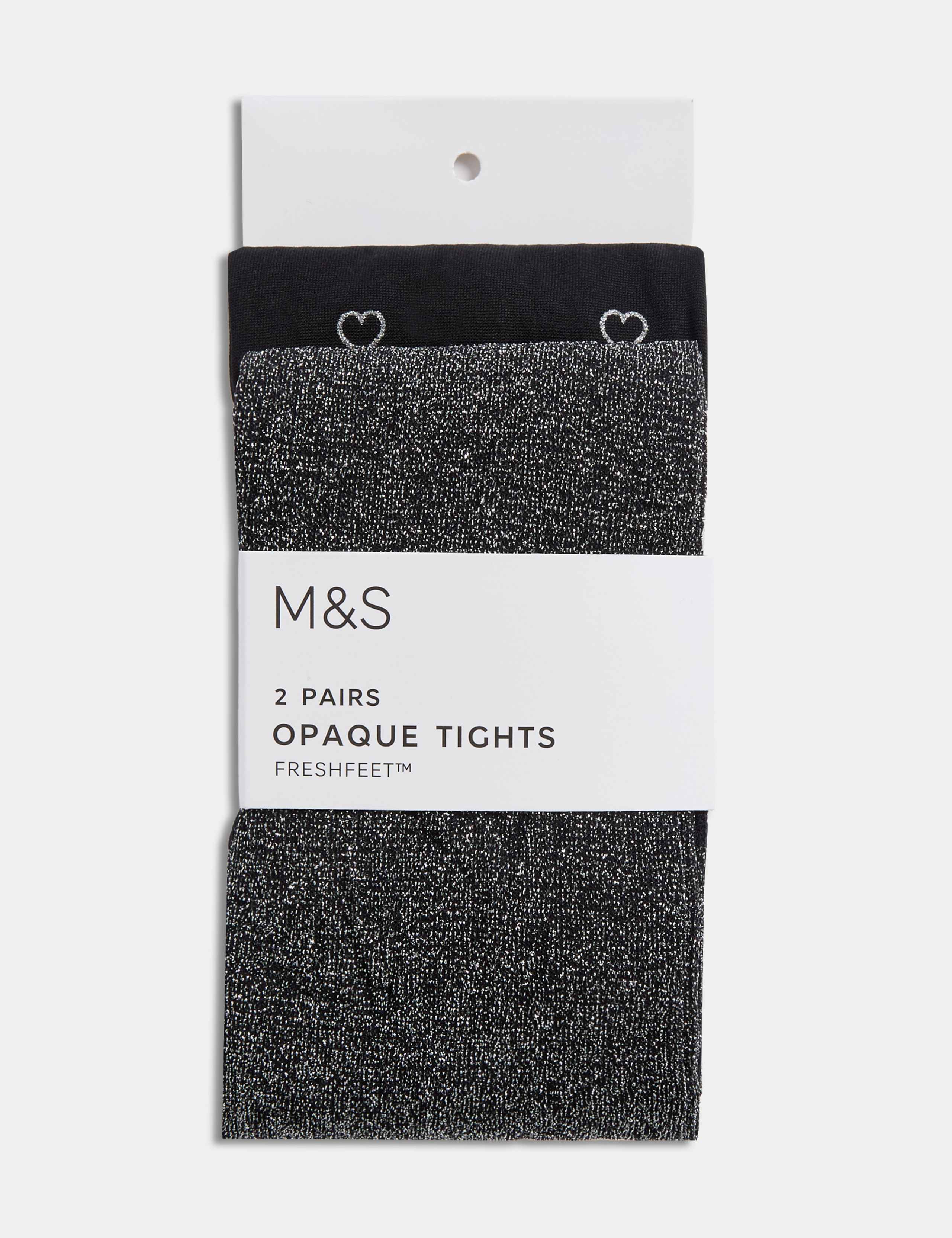 2pk Black Sparkly Tights (2-14 Yrs) 1 of 2
