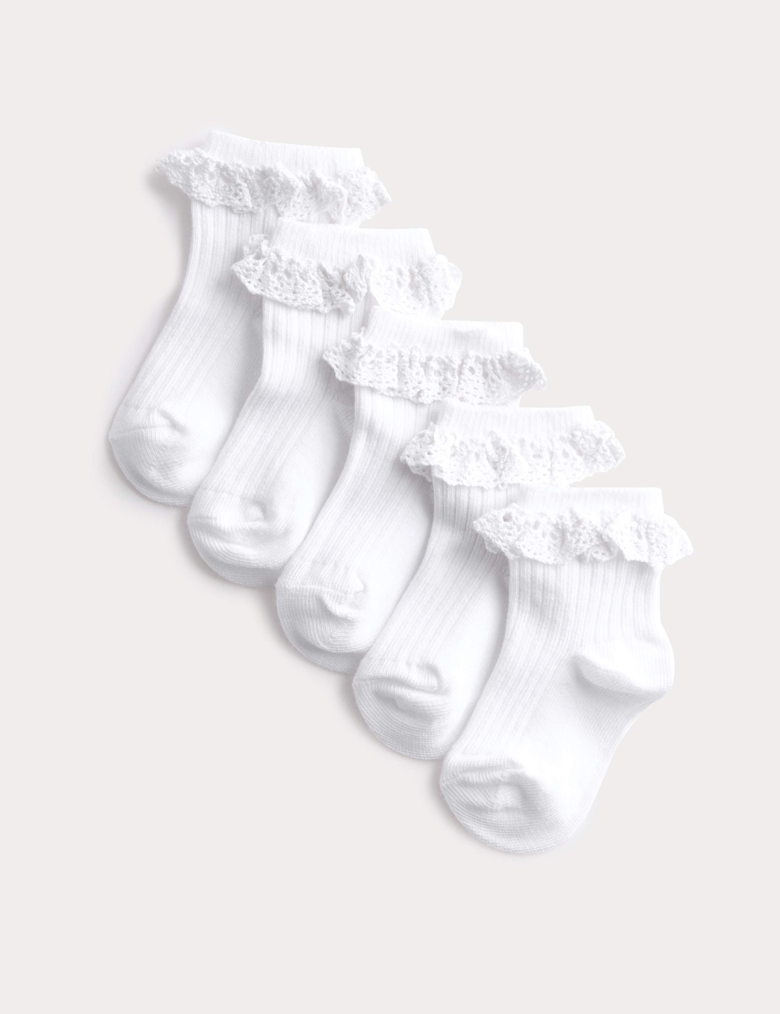 5 Pack Cotton Rich Frill Baby Socks (0-3 Yrs) 1 of 2