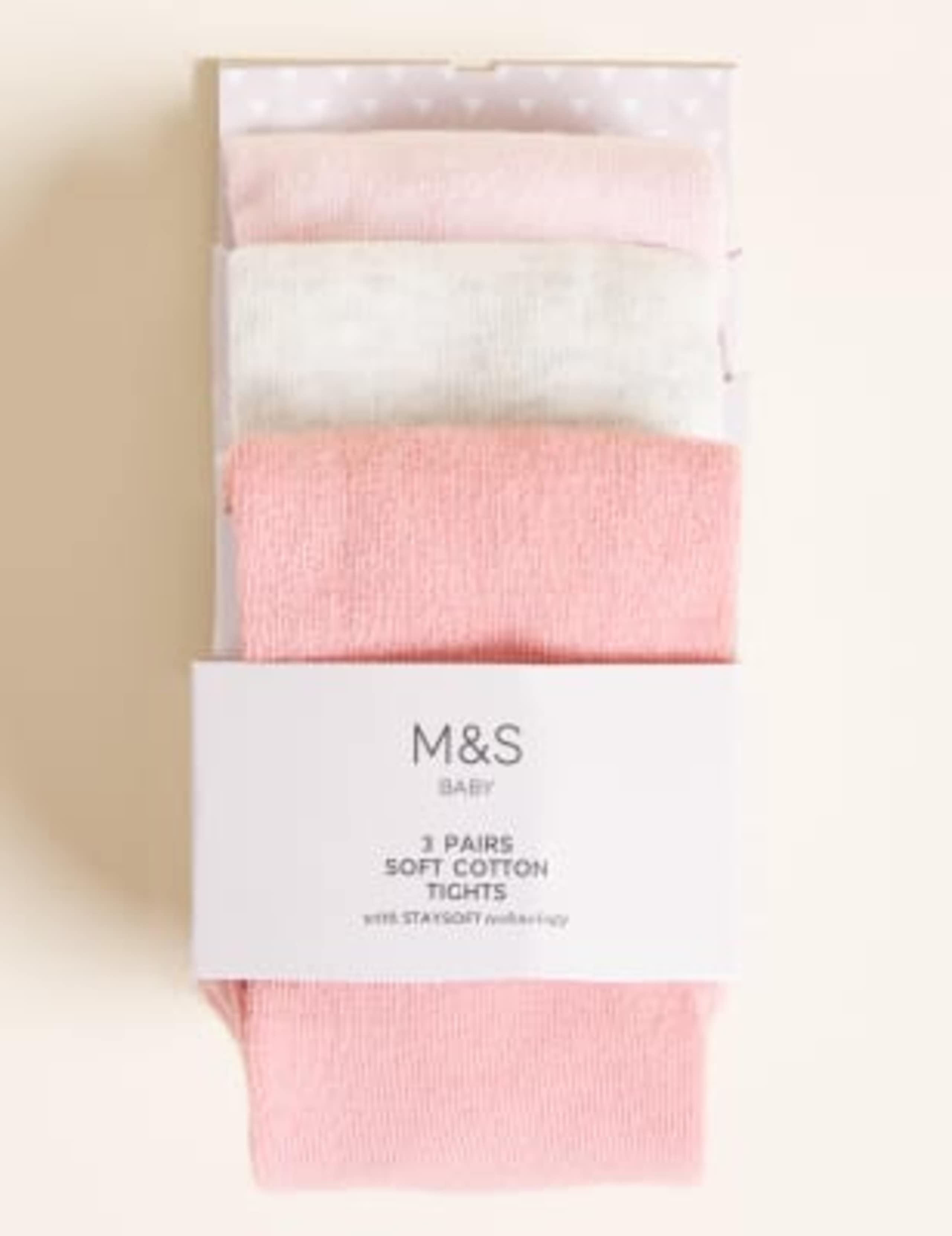 3pk Cotton Rich Tights (0-3 Yrs) 1 of 2