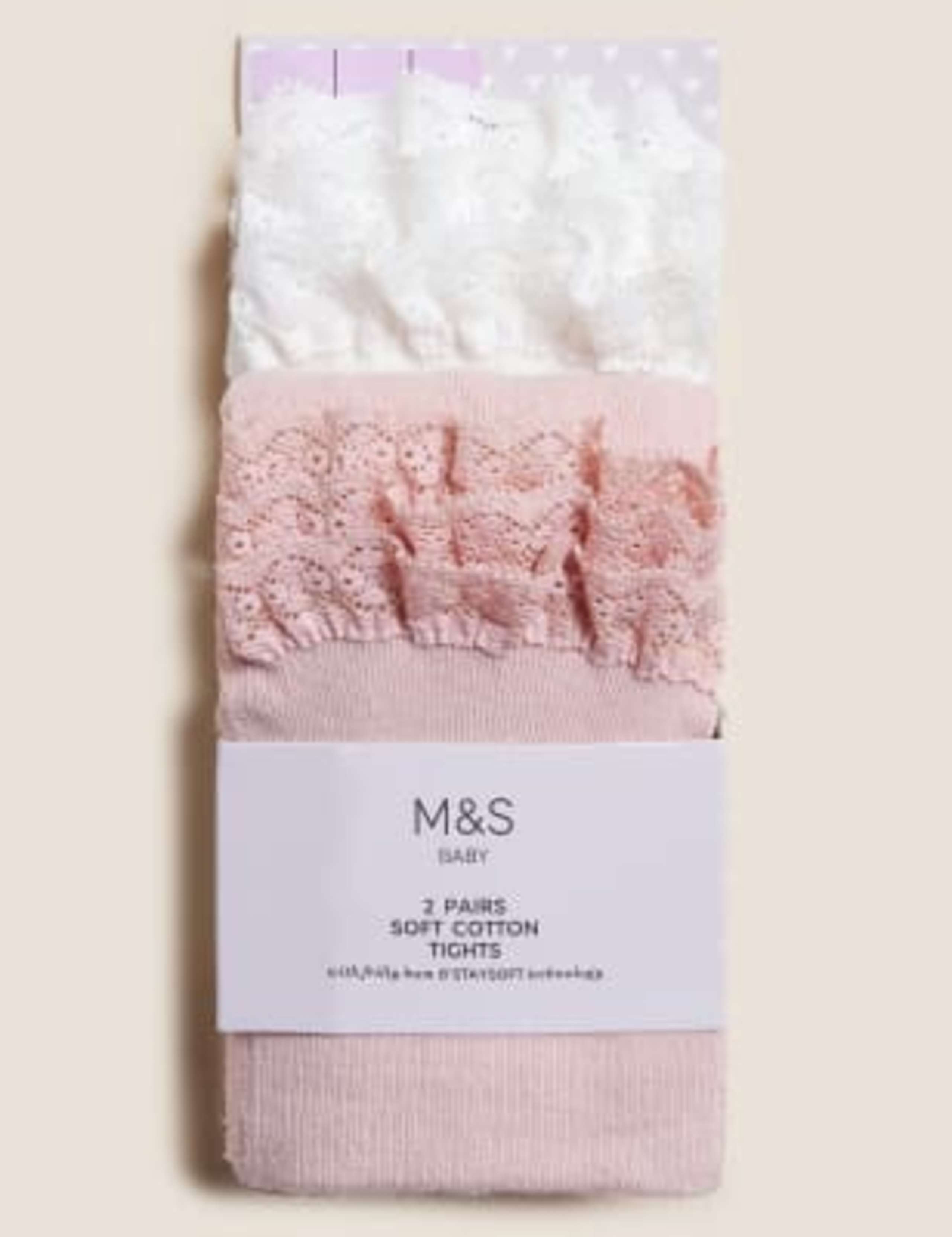 2pk Cotton Rich Frill Tights (0-2 Yrs) 1 of 2