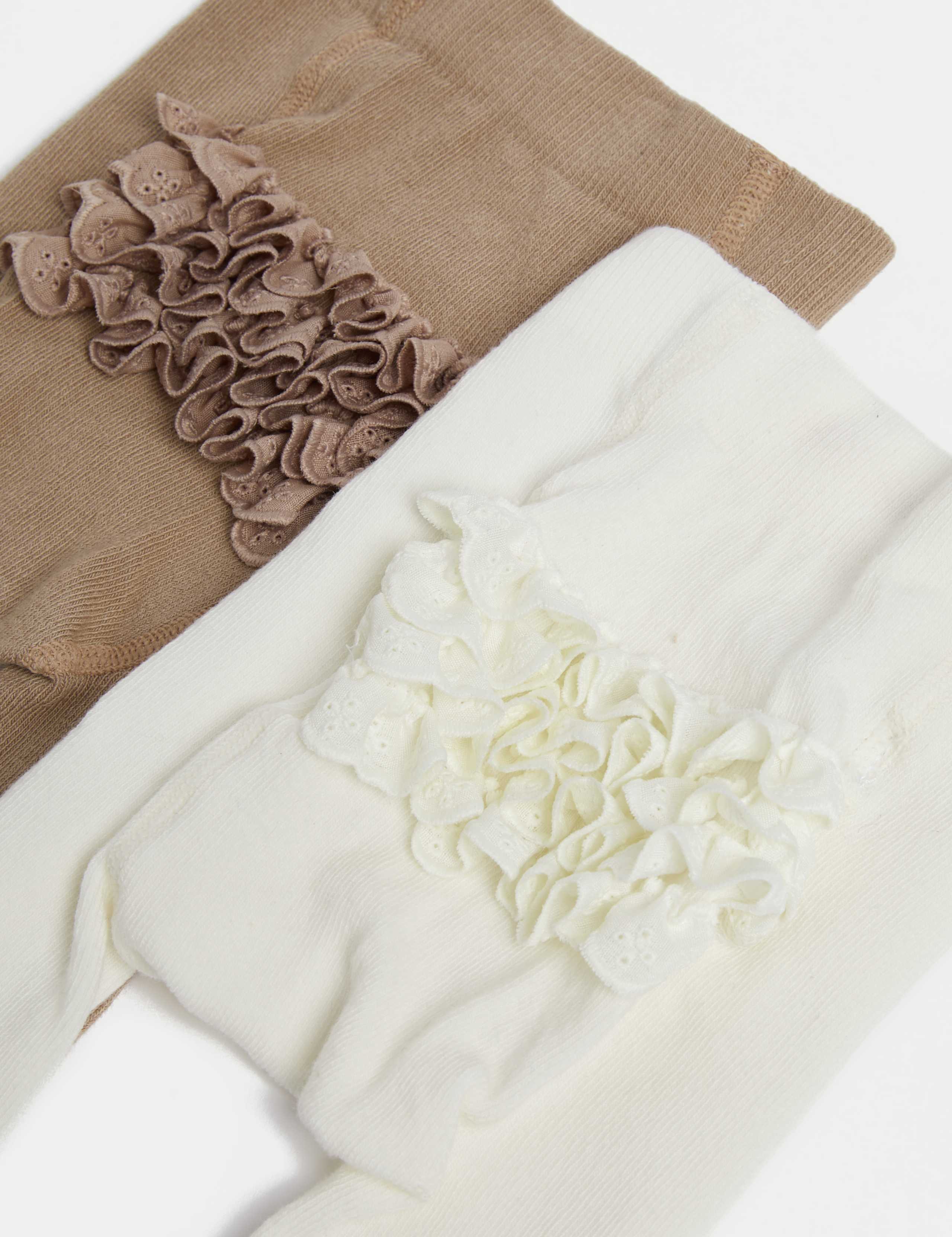 2pk Cotton Rich Frilly Tights (0-24 Mths) 3 of 3
