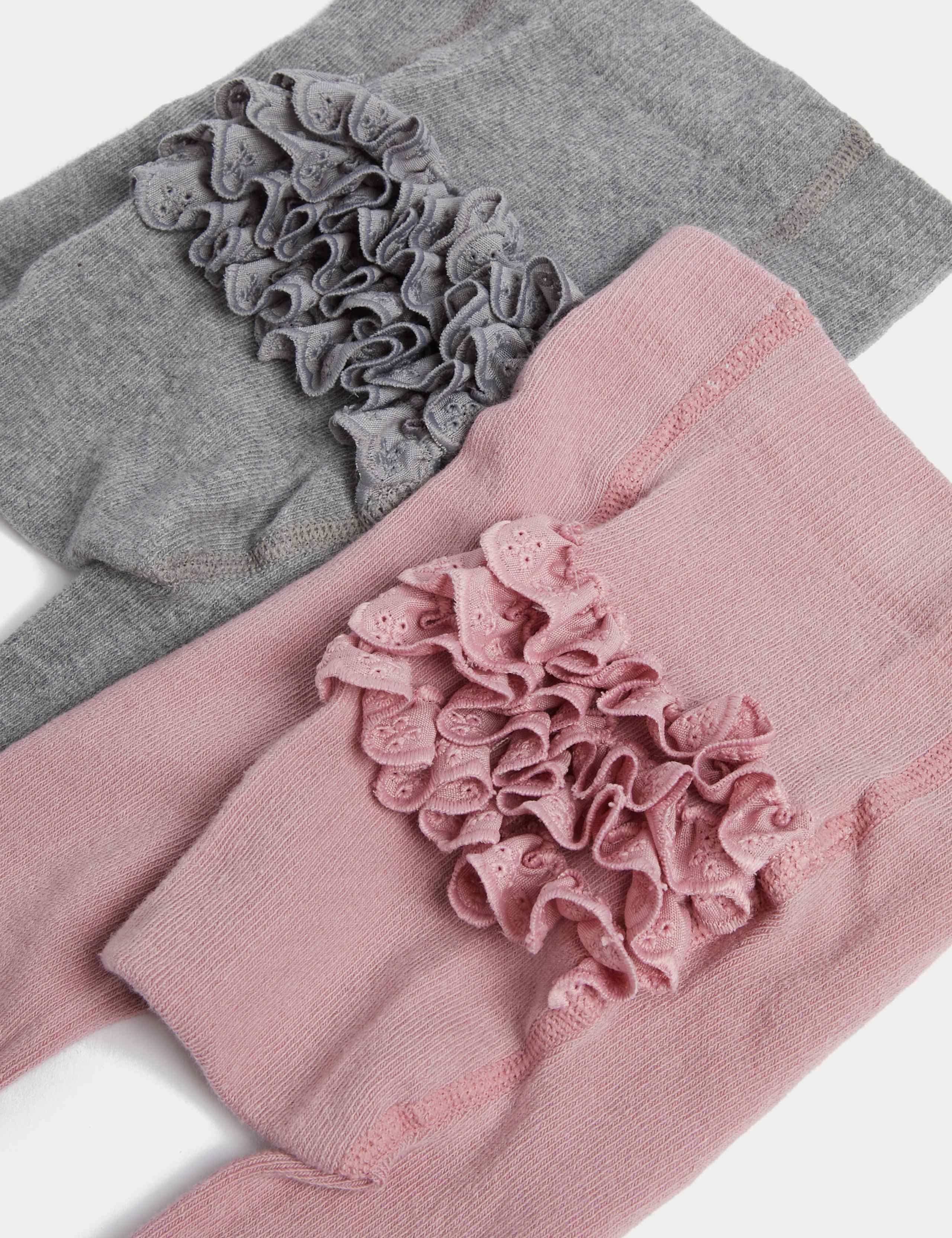 2pk Cotton Rich Frilly Tights (0-24 Mths) 3 of 3