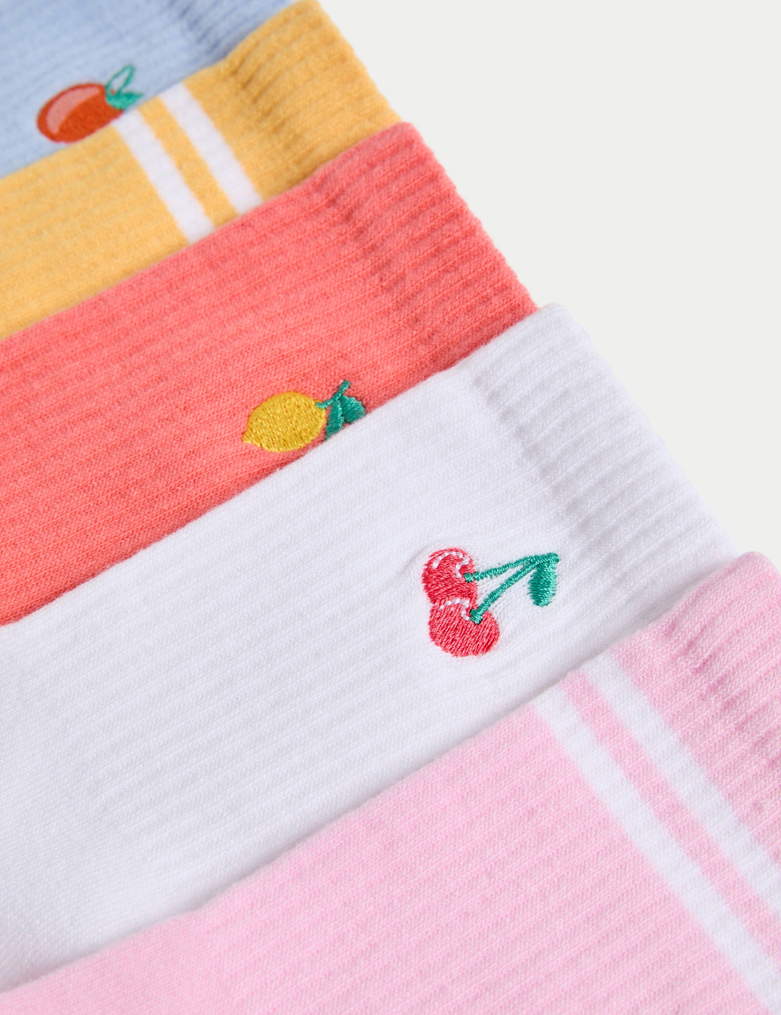 5 Pack Cotton Rich Sports Rib Fruit Socks (6 Small - 7 Large) 2 of 2