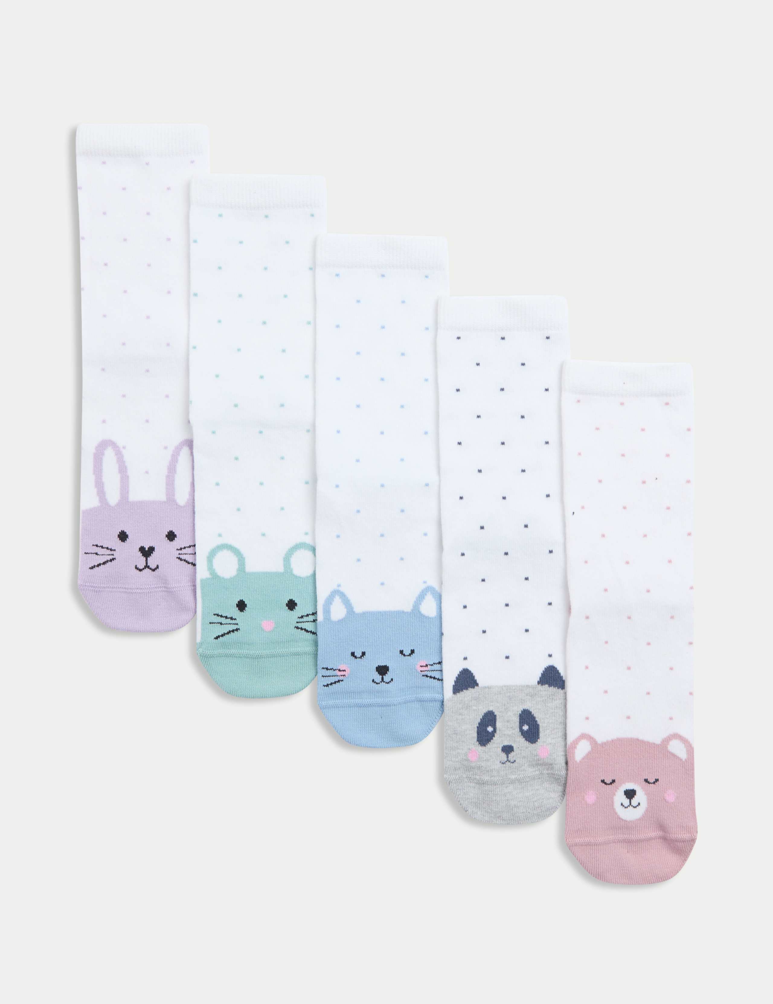 5 Pack Cotton Rich Toe Face Socks (6 Small - 7 Large) 1 of 2