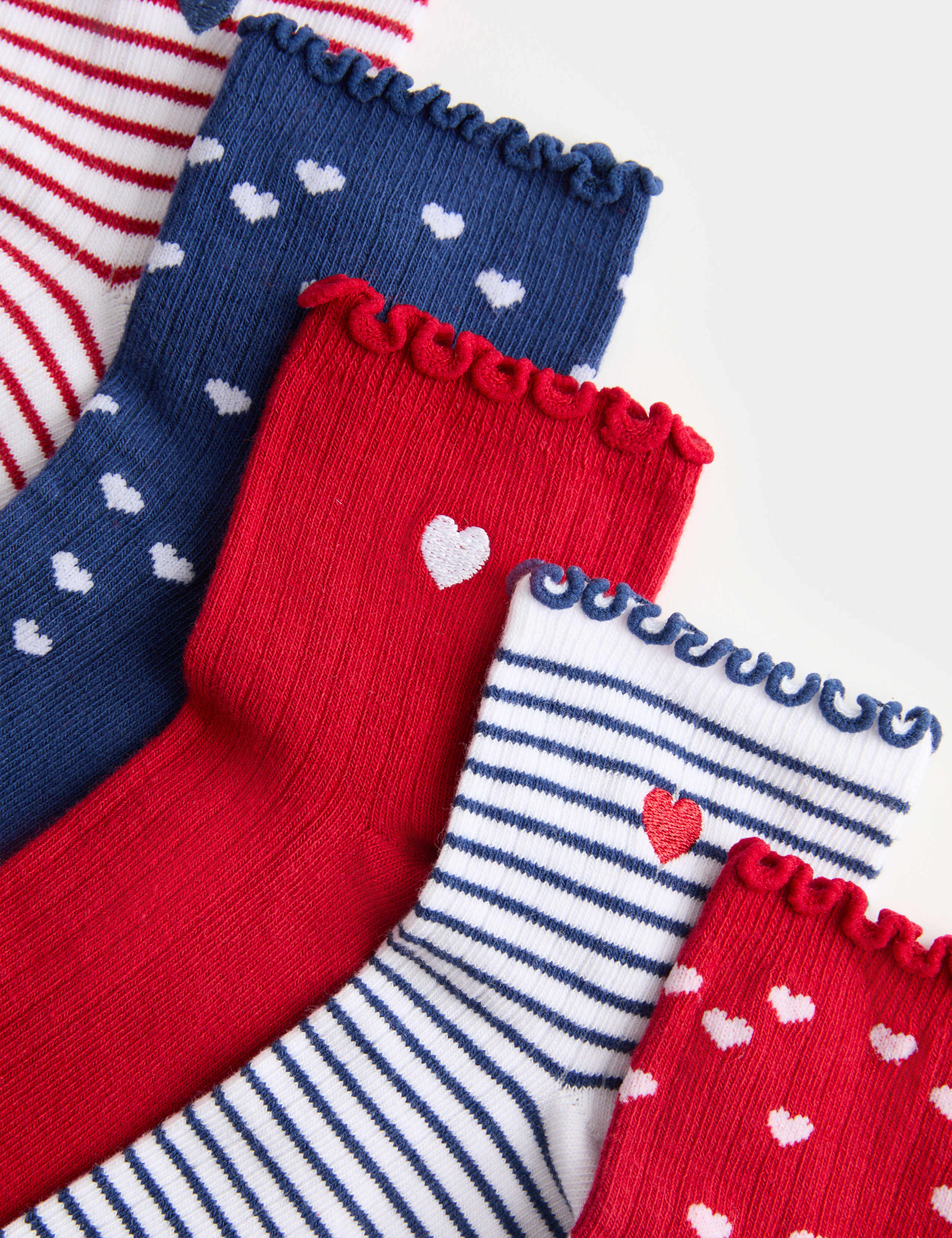 5 Pack Cotton Rich Heart Socks (6 Small - 7 Large) 2 of 2