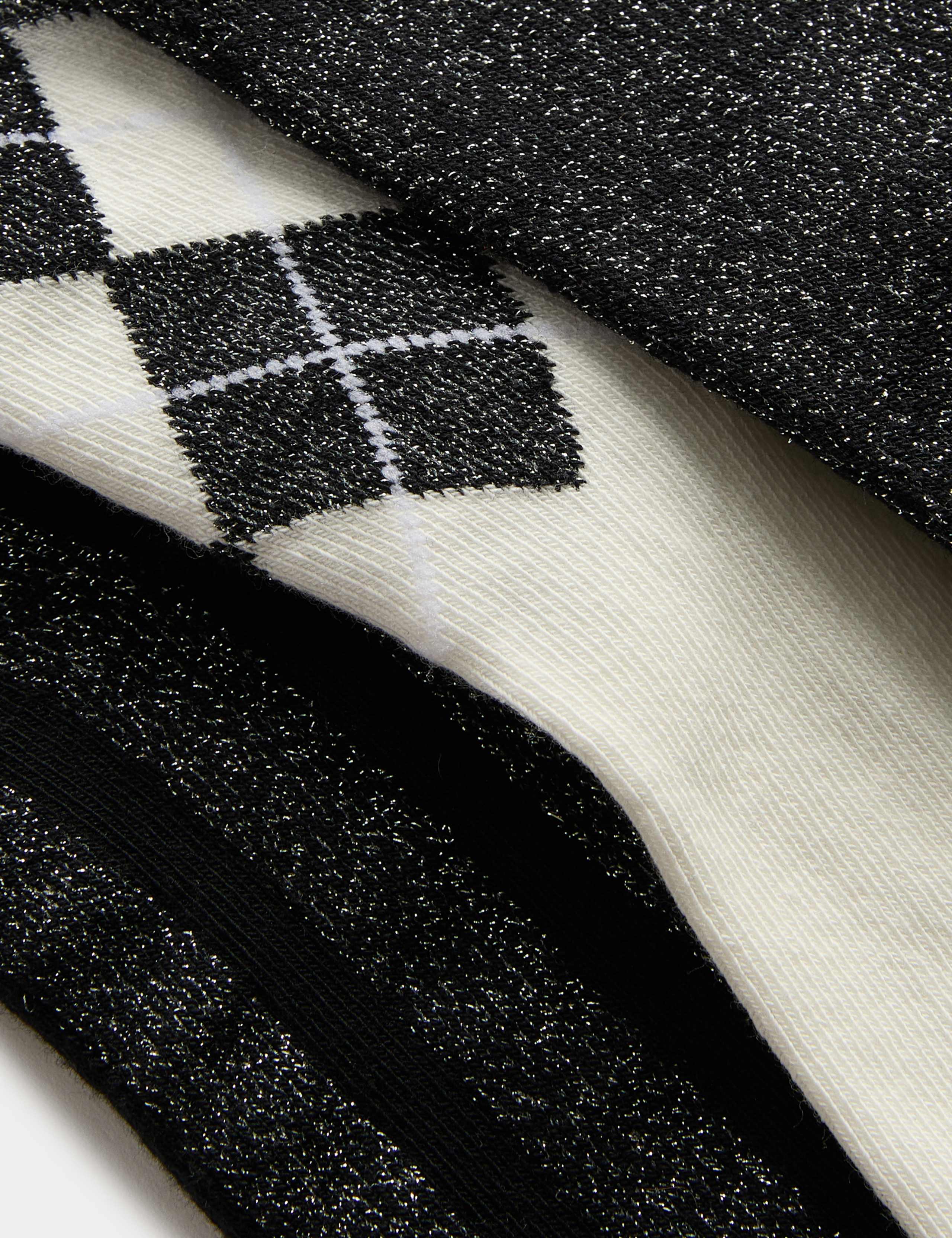 3 Pack Cotton Rich Sparkle Socks (6 Small - 7 Large) 2 of 2