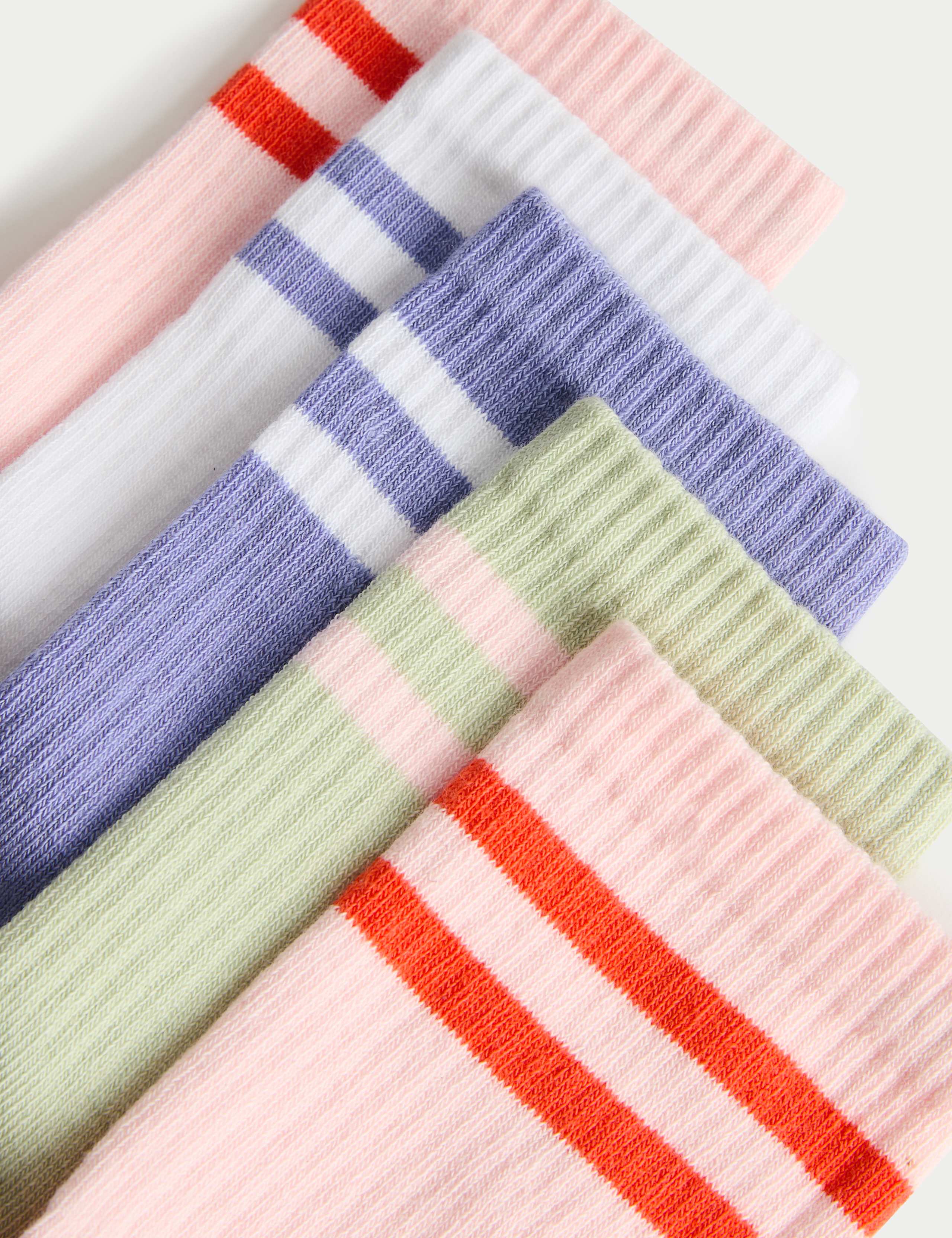 5 Pack Ankle Stripe Cotton Rich Socks (6 Small - 7 Large) 2 of 2