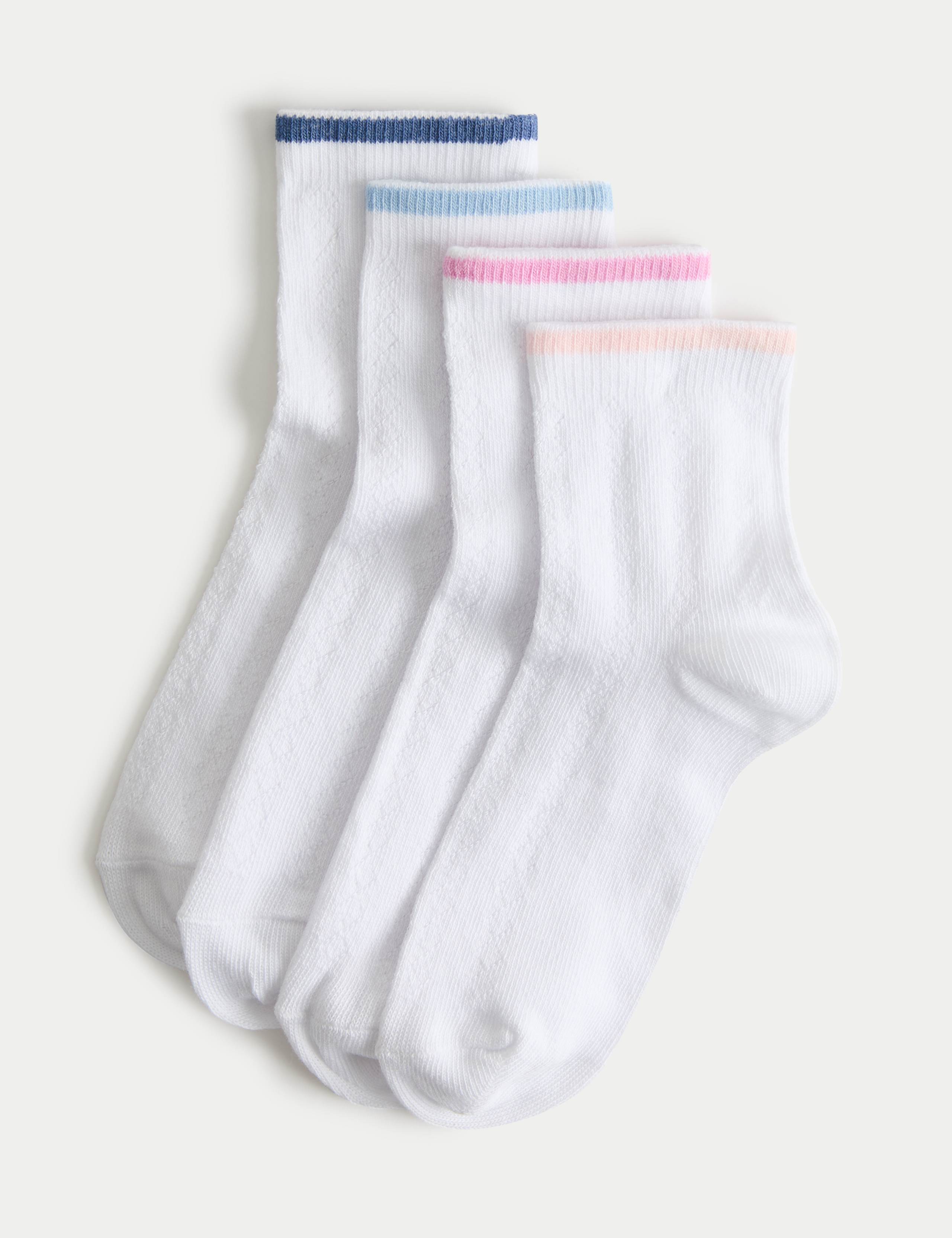 4 Pack Striped Pelerine Cotton Rich Socks (6 Small - 7 Large) 1 of 2