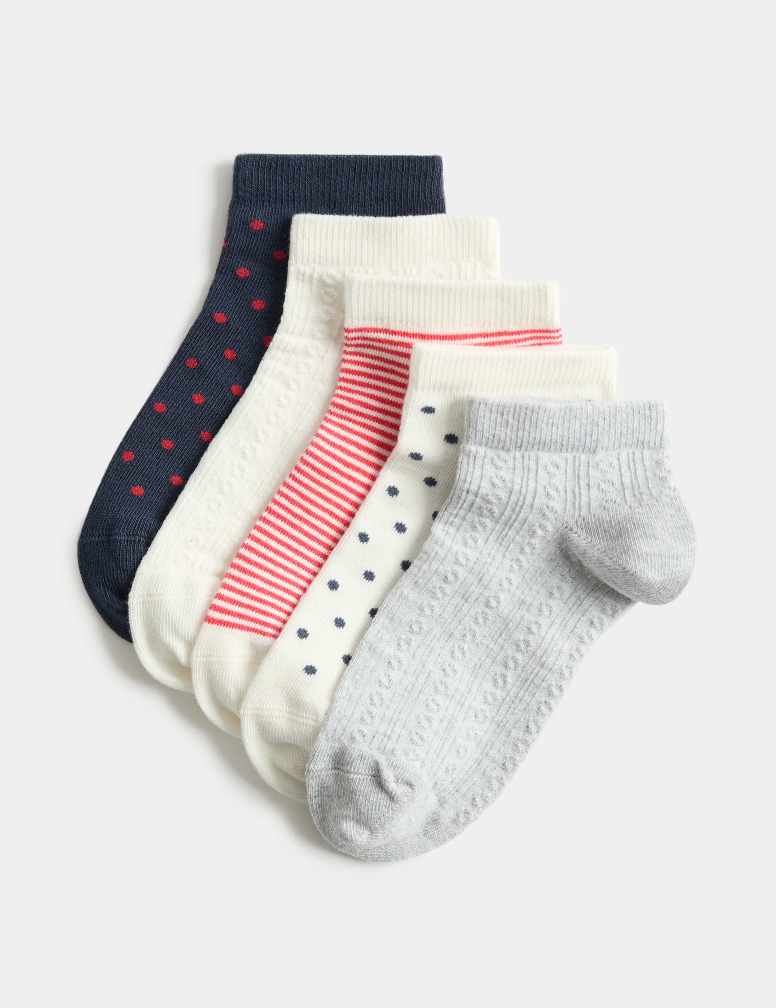 5 Pack Cotton Rich Striped Trainer Liners™ 1 of 2