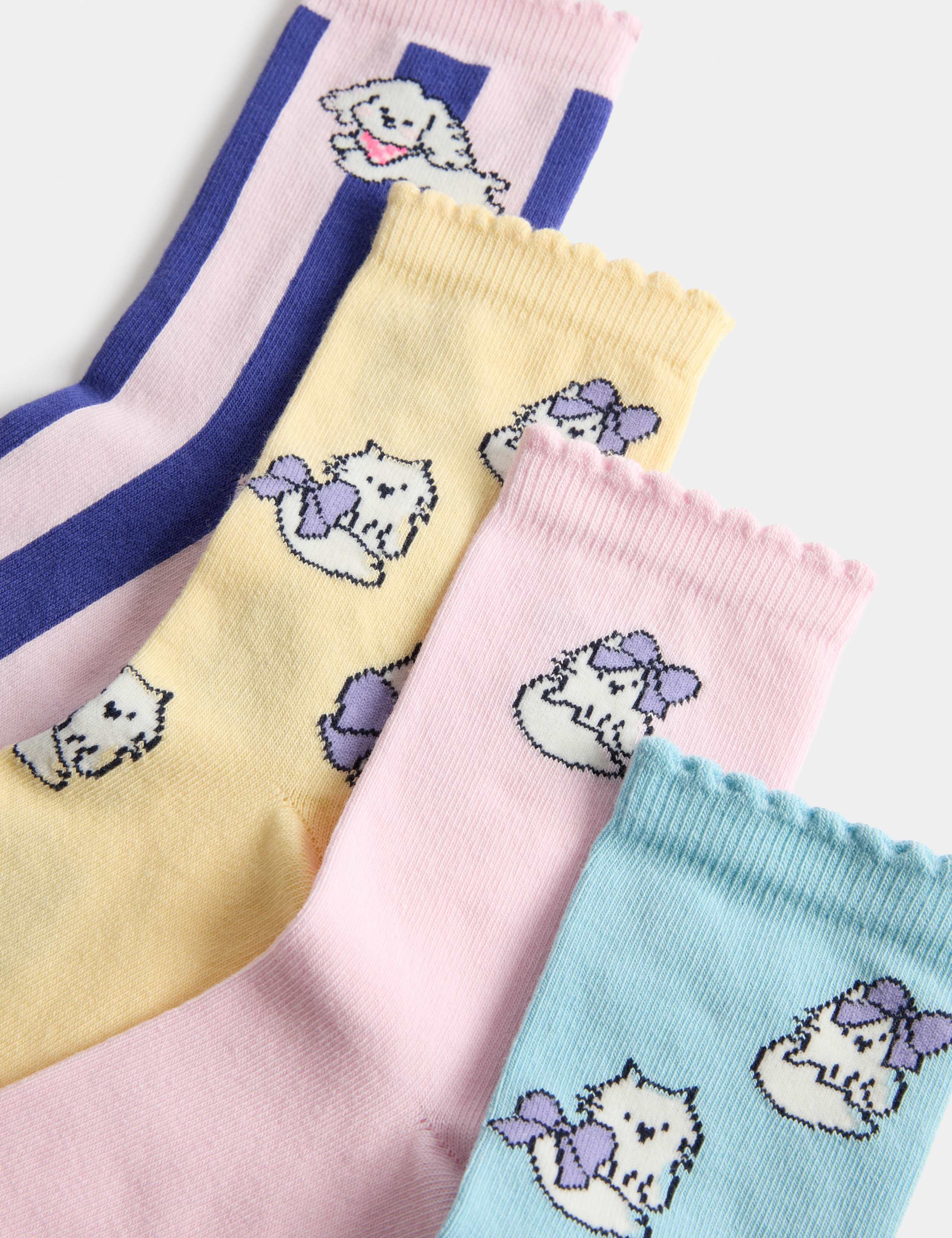 4 Pack Cotton Rich Animal Socks (6 Small-7 Large) 2 of 2