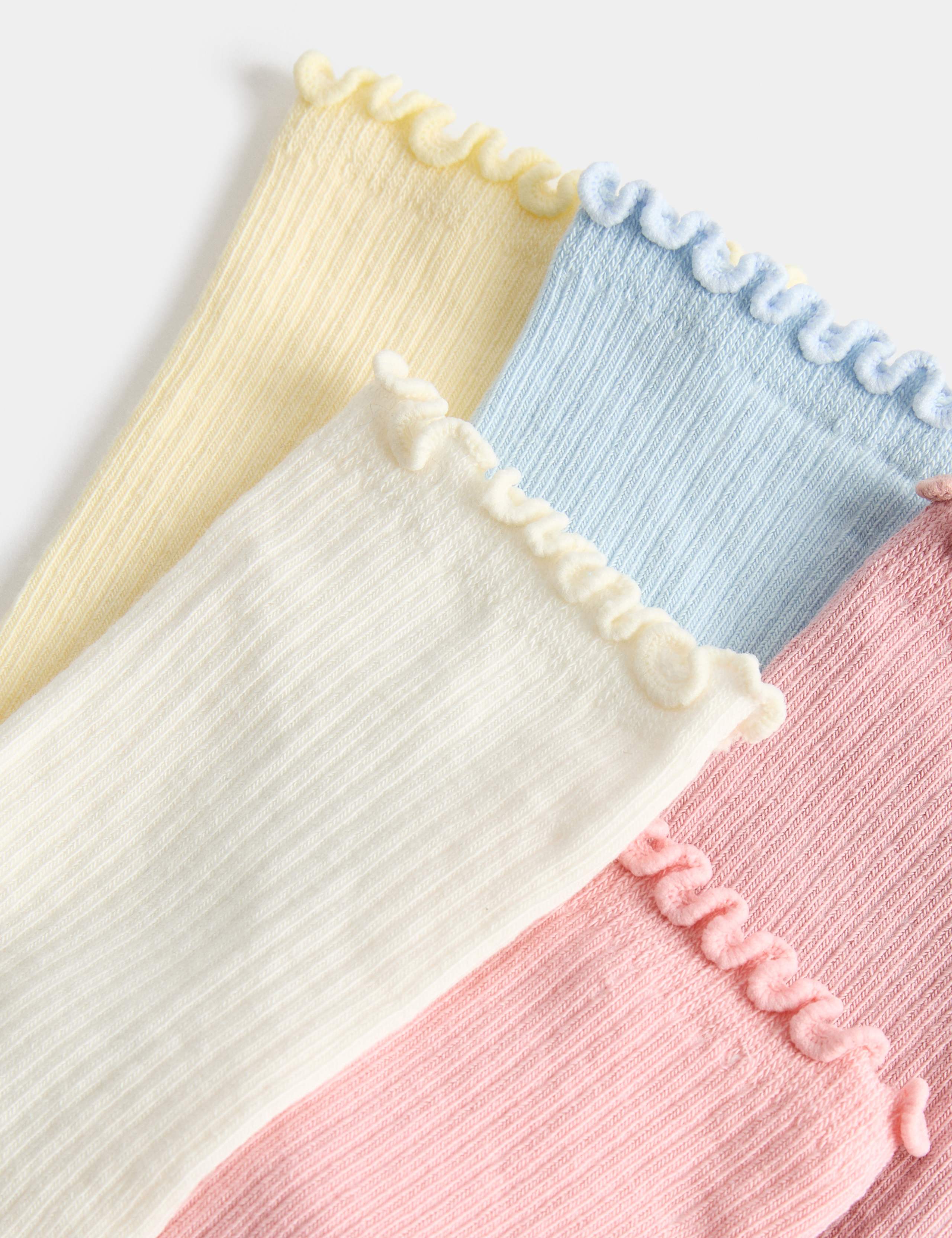 5 Pack Cotton Rich Ribbed Lettuce Trim Socks (6 Small-7 Large) 2 of 2