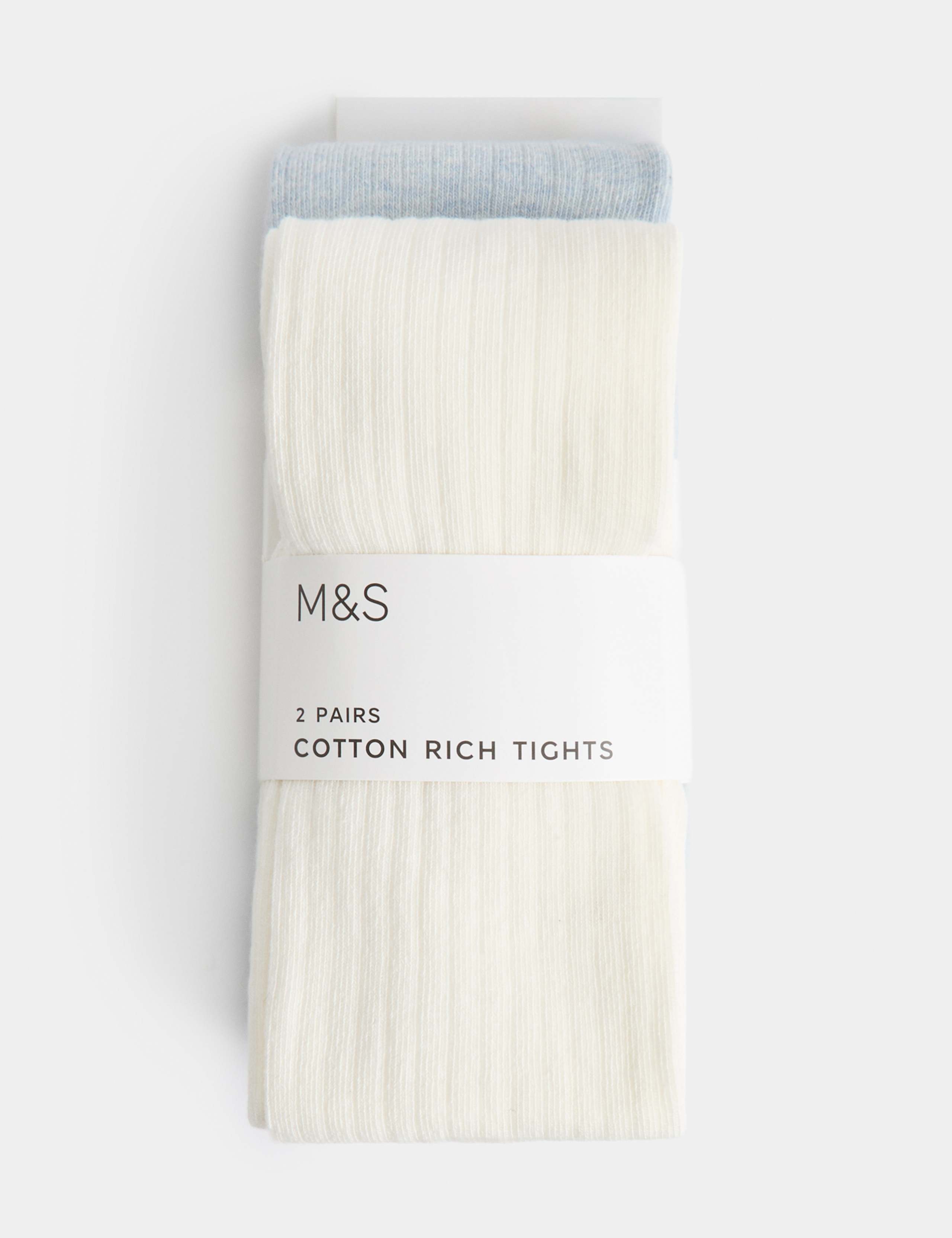 2 Pack Cotton Rich Ribbed Tights (2-14 Yrs) 1 of 2