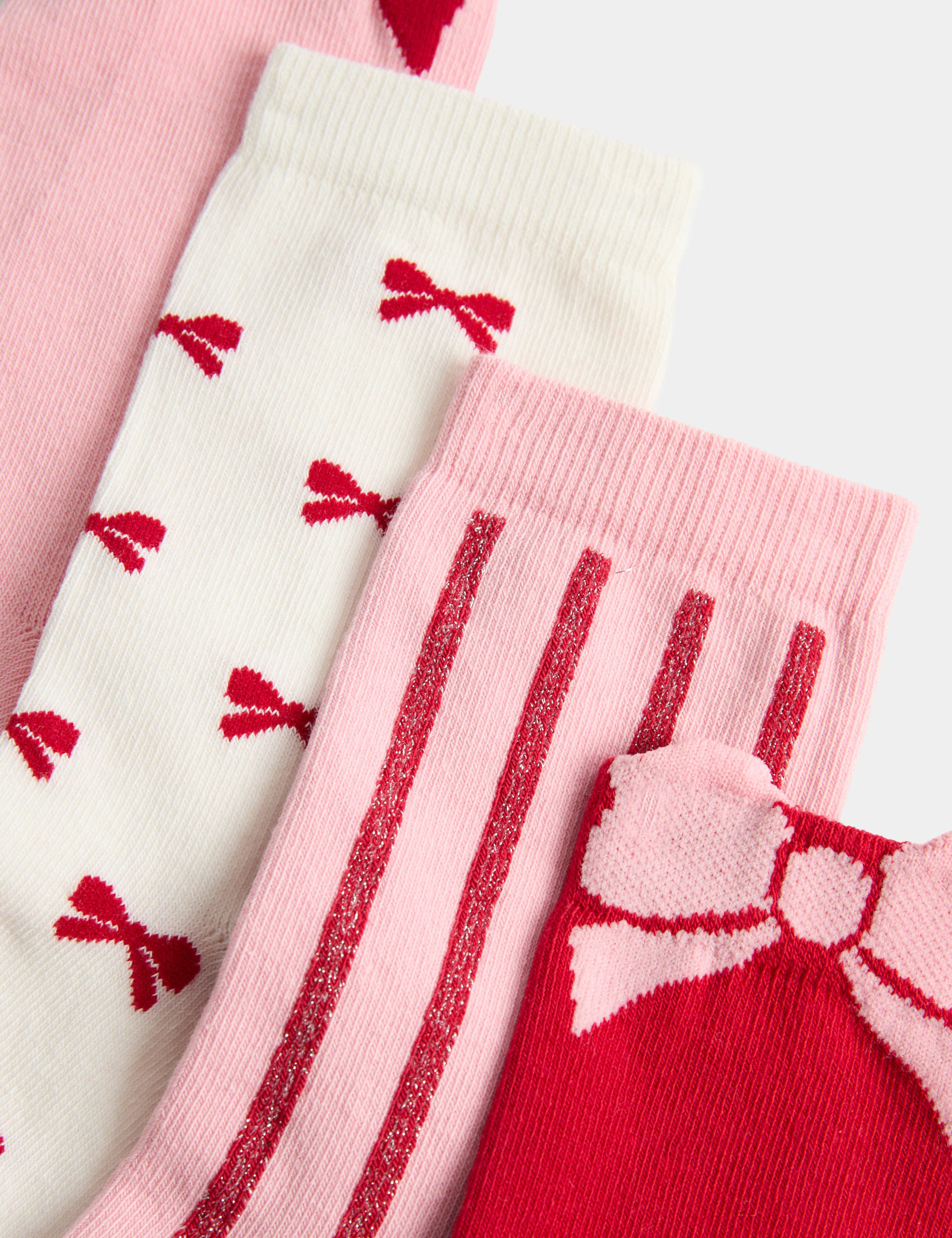 4 Pack Cotton Rich 3D Bow Socks 2 of 2