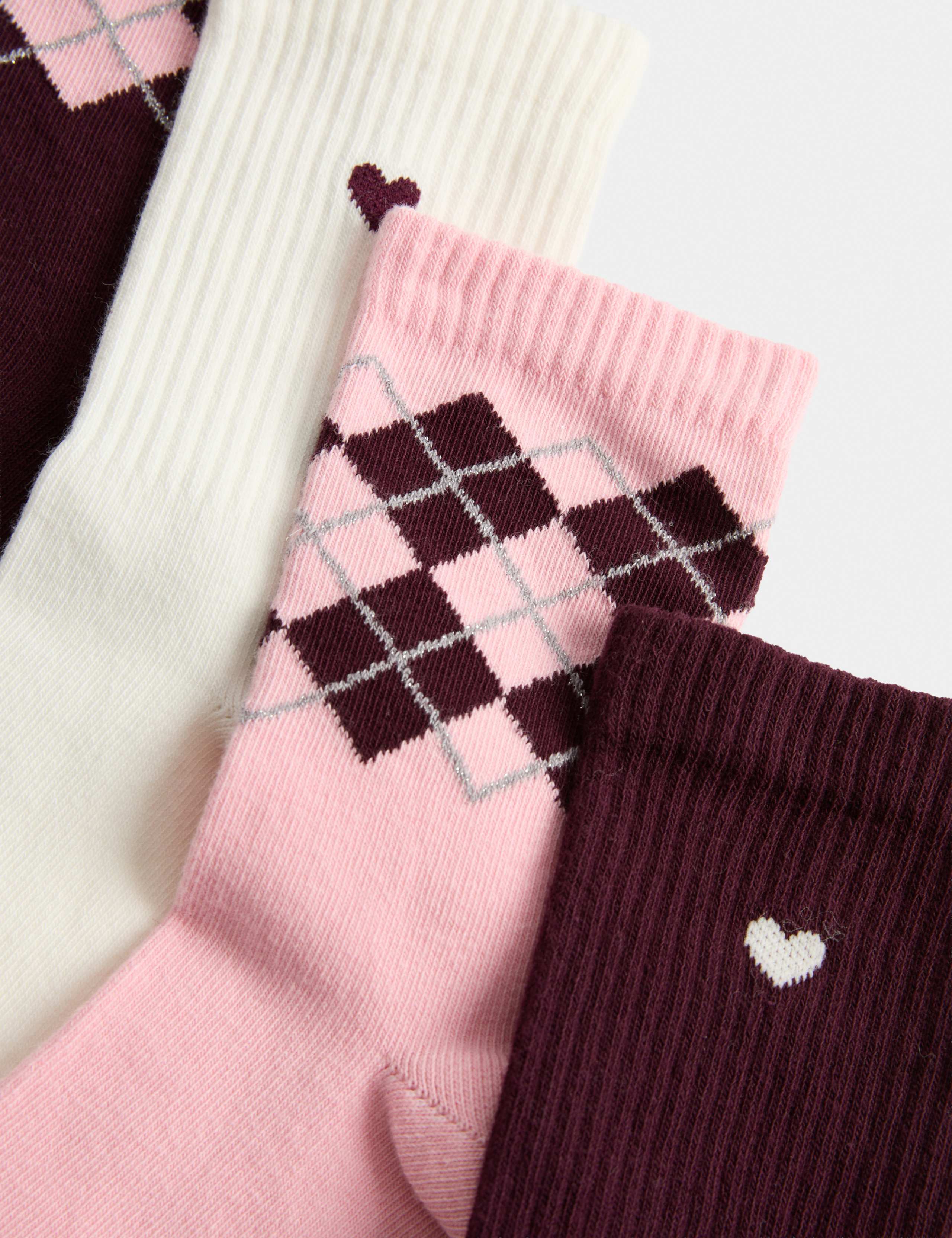 4 Pack Cotton Rich Argyle Ankle Socks 2 of 2