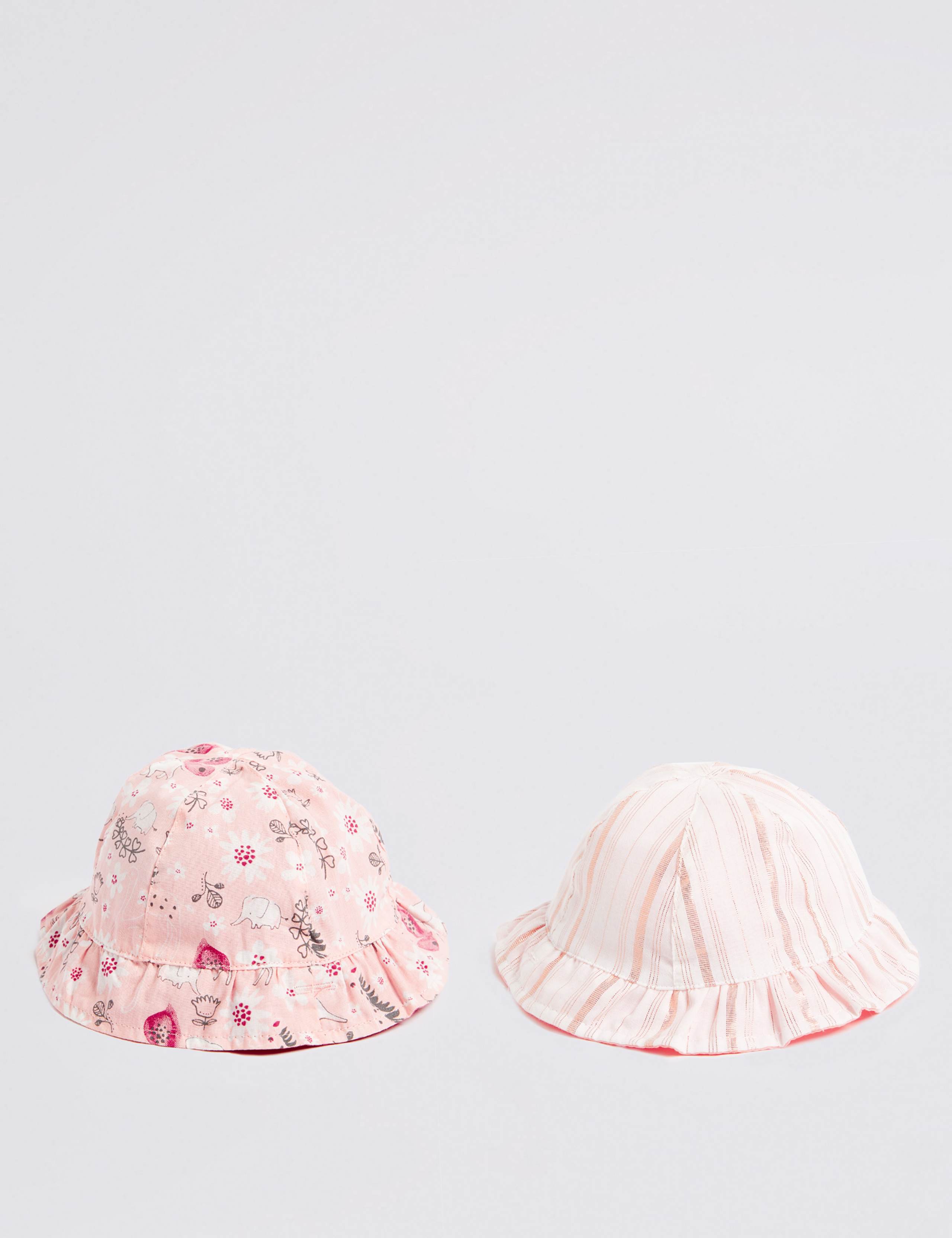 Baby 2 Pack Reversible Bucket Hats 1 of 5