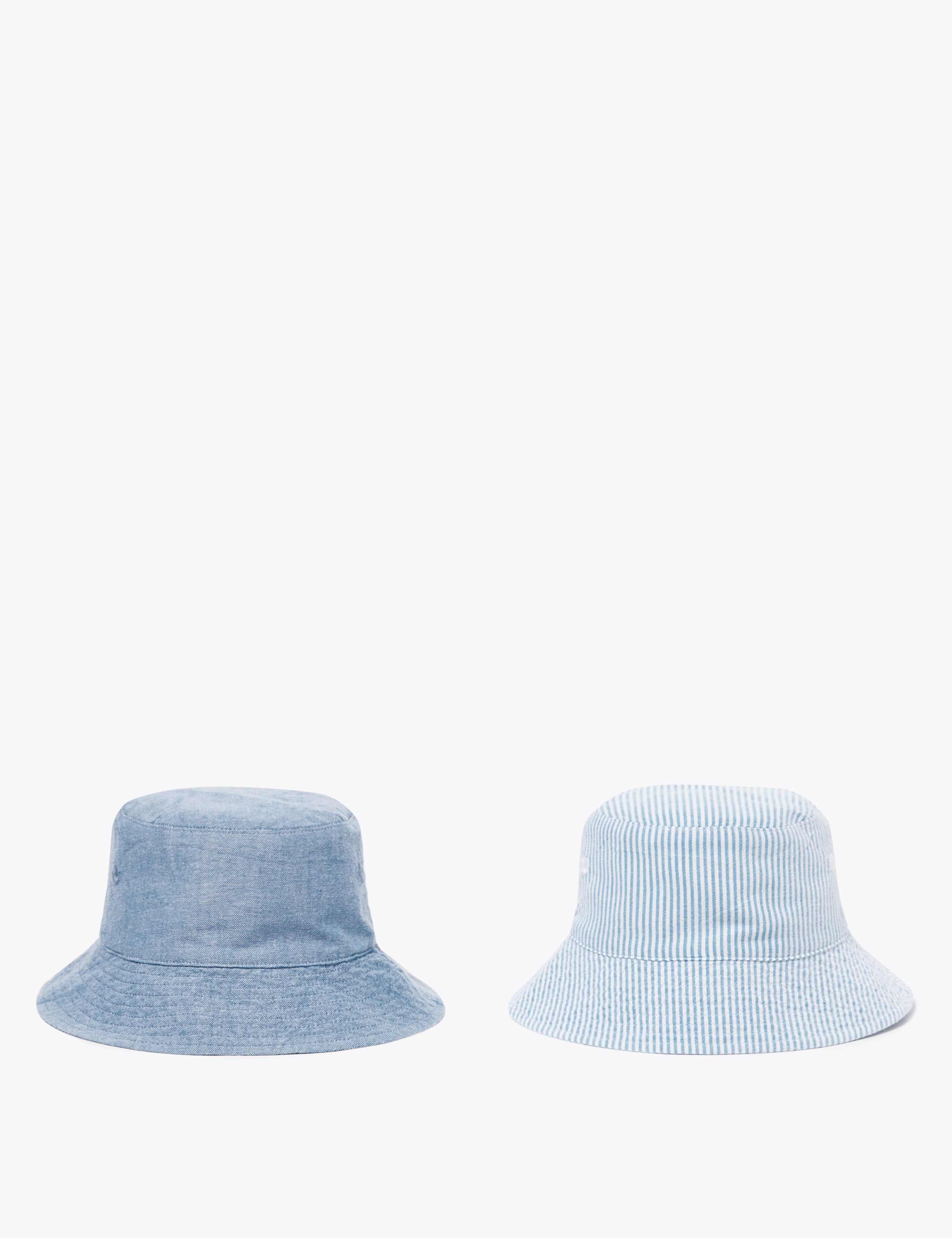 Kids' 2 Pack Pure Cotton Sun Hats (0-12 Mths) 1 of 5