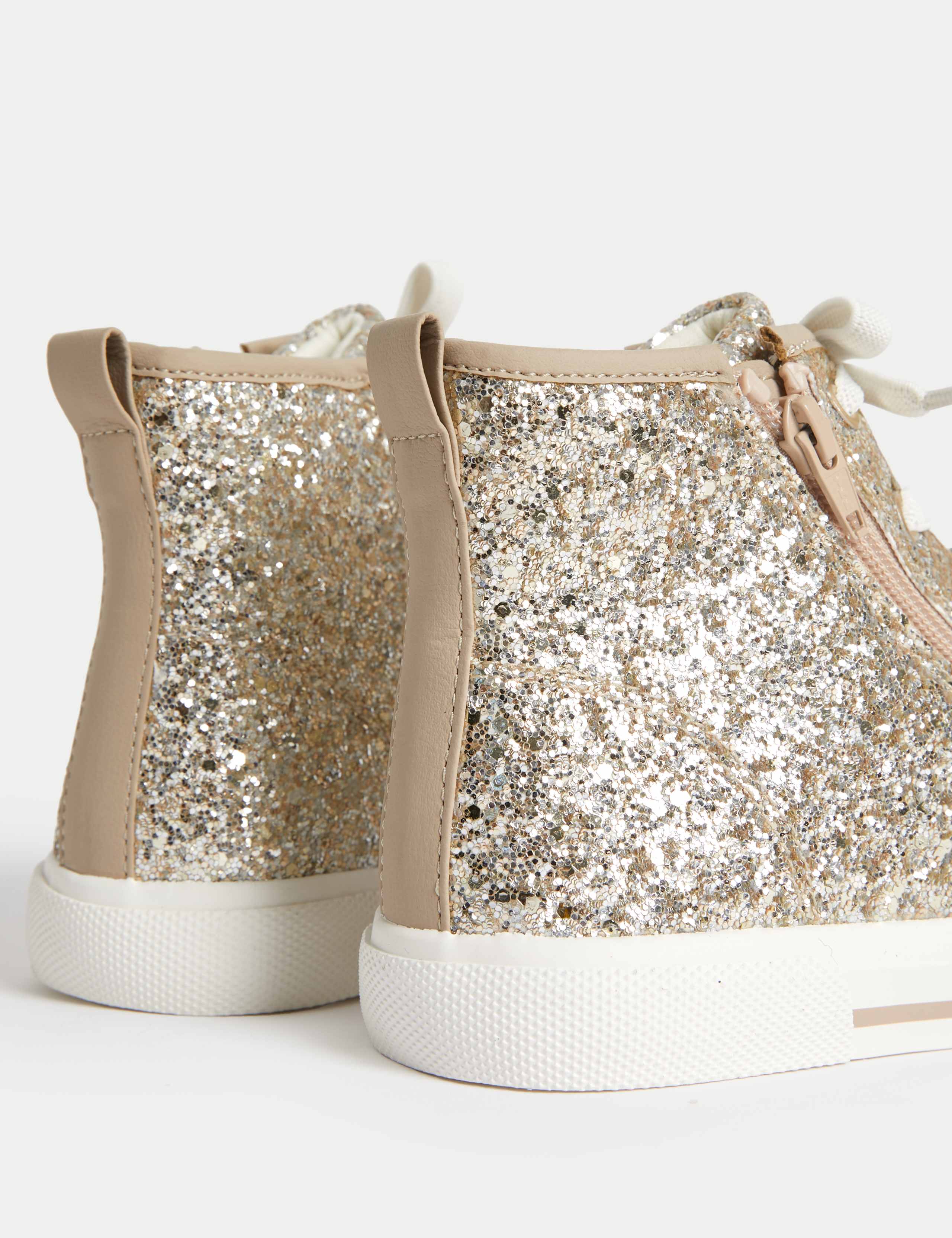 Kids' Glitter High Top Trainers (4 Small - 6 Large) 3 of 4