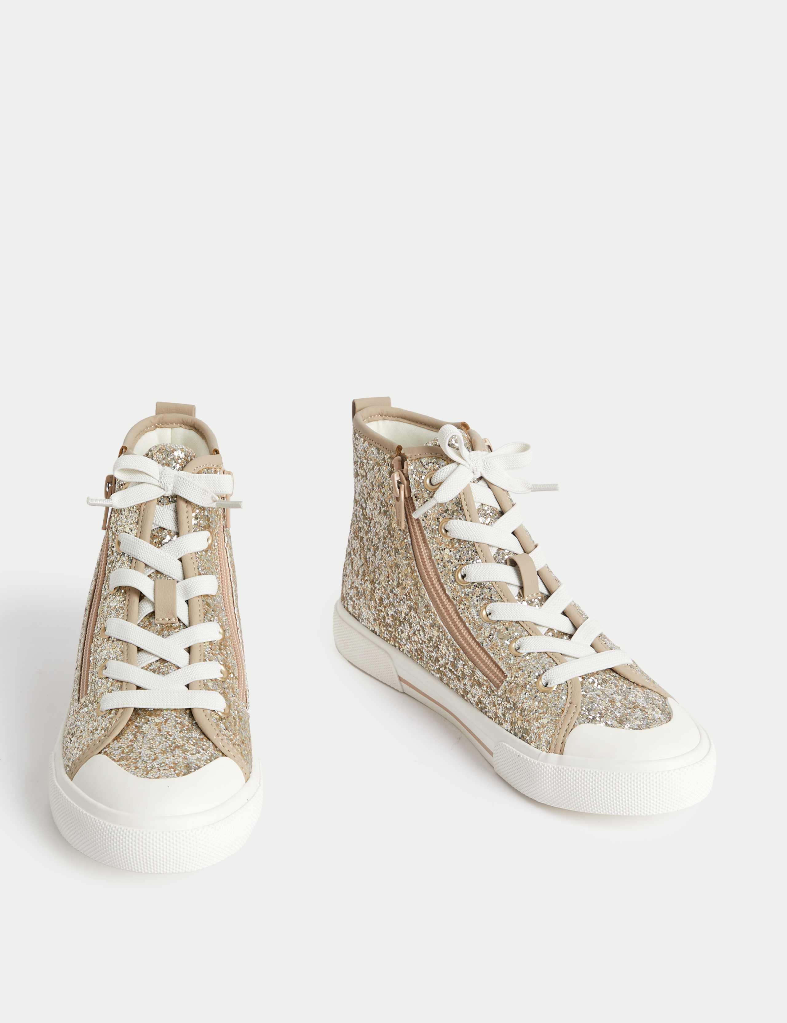 Kids' Glitter High Top Trainers (4 Small - 6 Large) 2 of 4