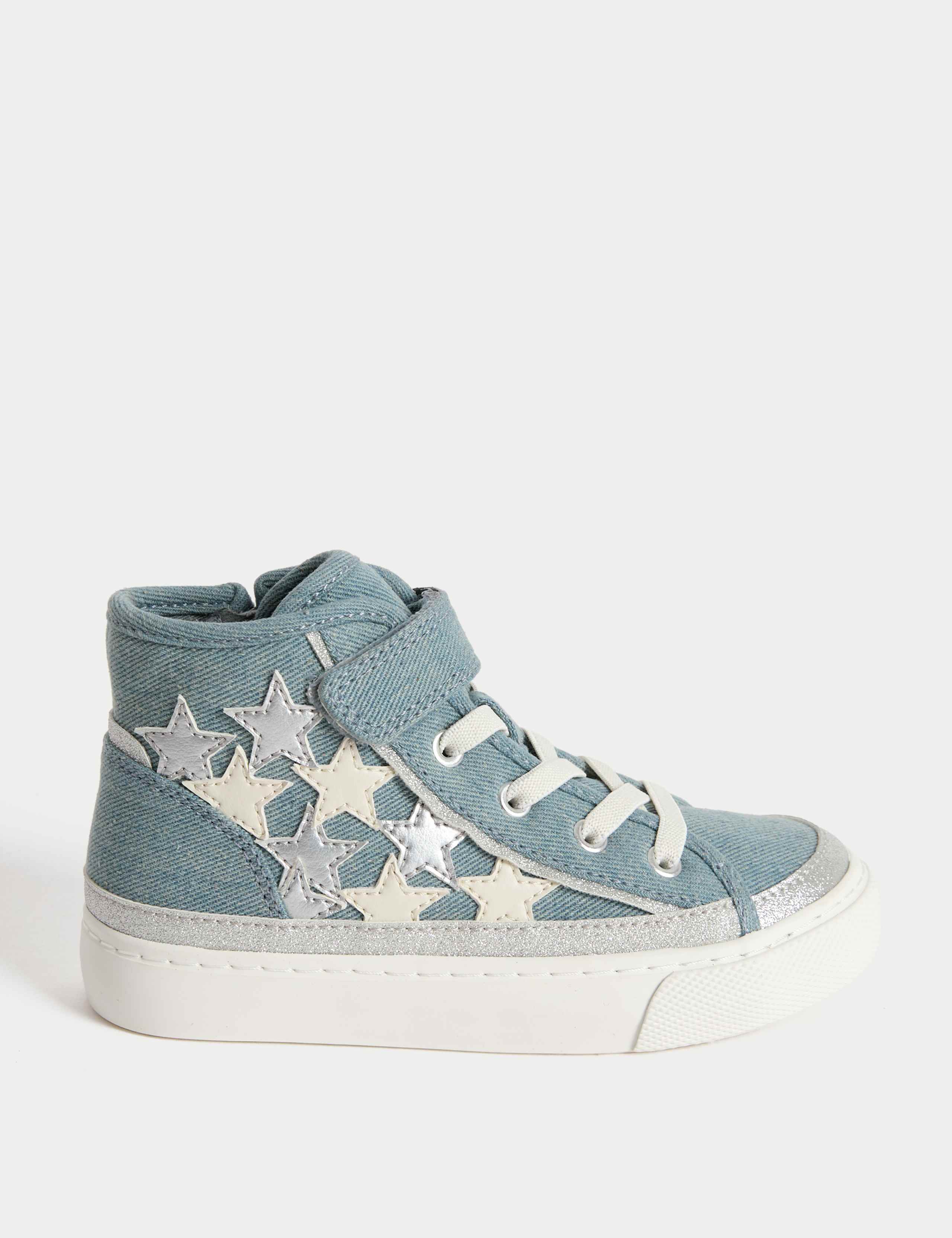 Kids’ Denim Star High Top Trainers (4 Small - 2 Large) 1 of 4