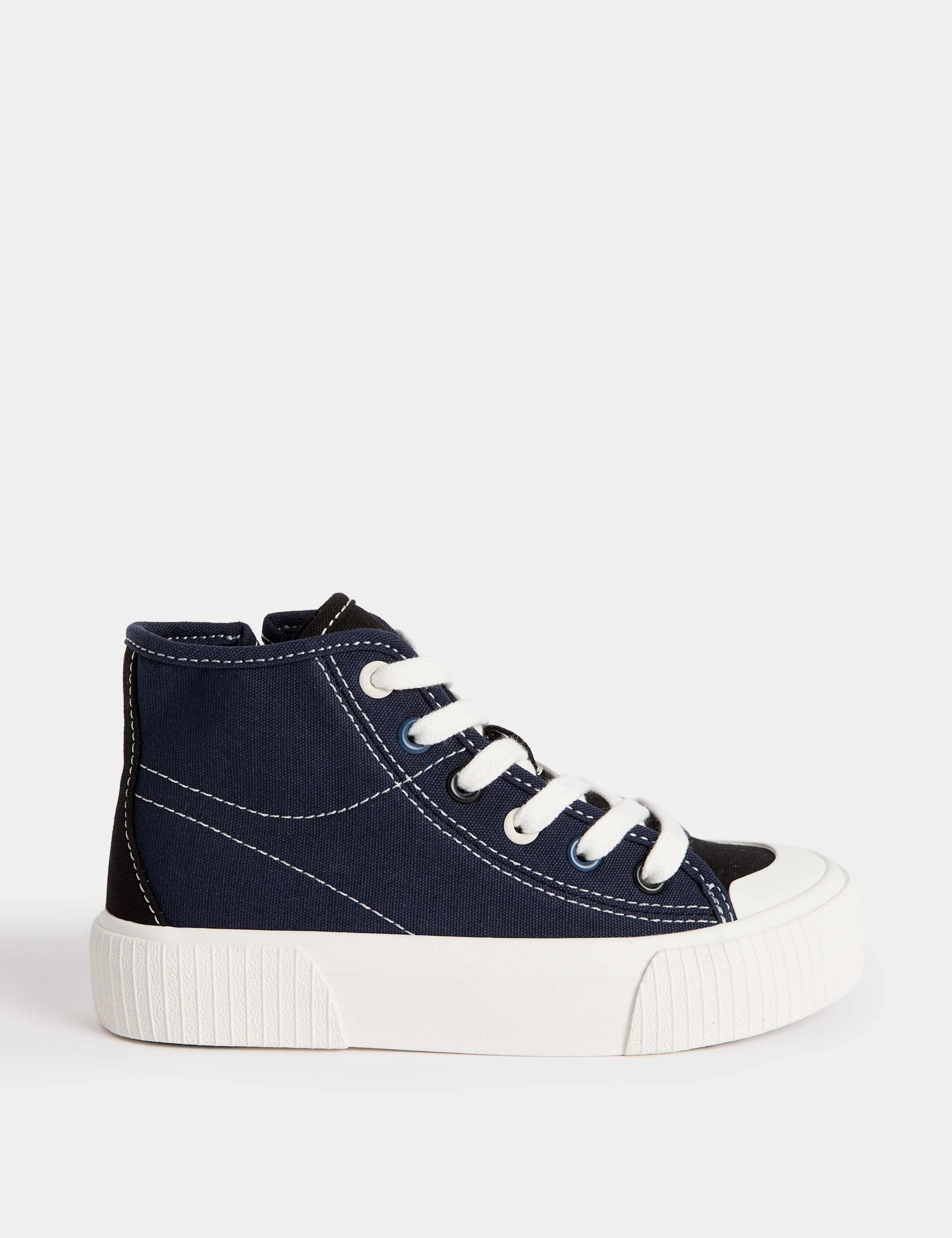 Kids' Canvas Freshfeet™ High Top Trainers (4 Small - 7 Large) 1 of 4