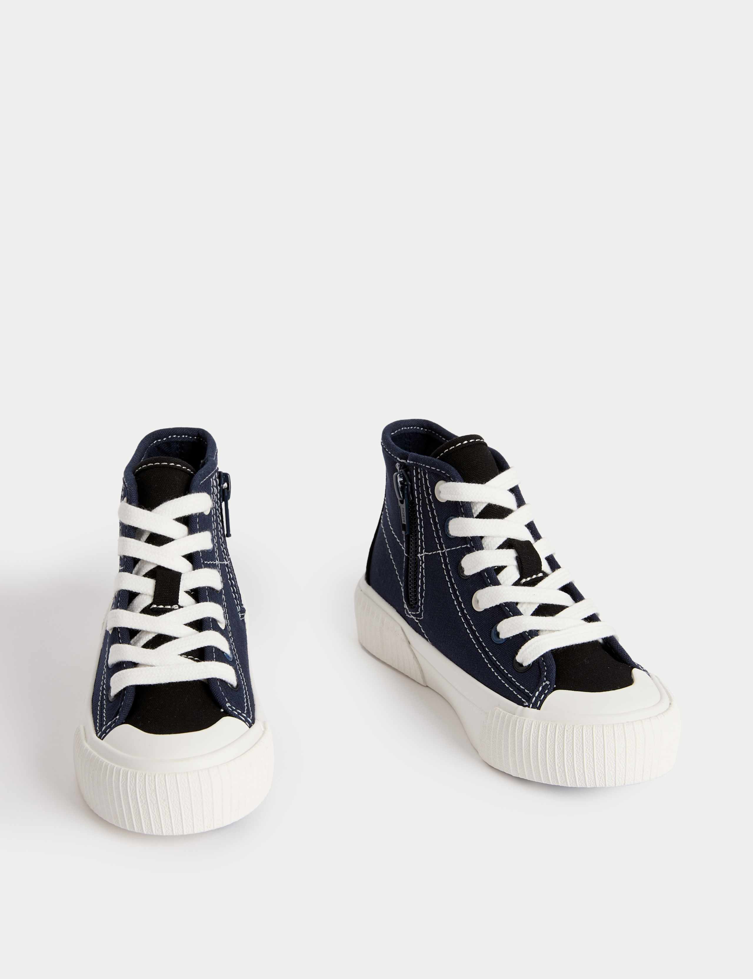 Kids' Canvas Freshfeet™ High Top Trainers (4 Small - 7 Large) 2 of 4