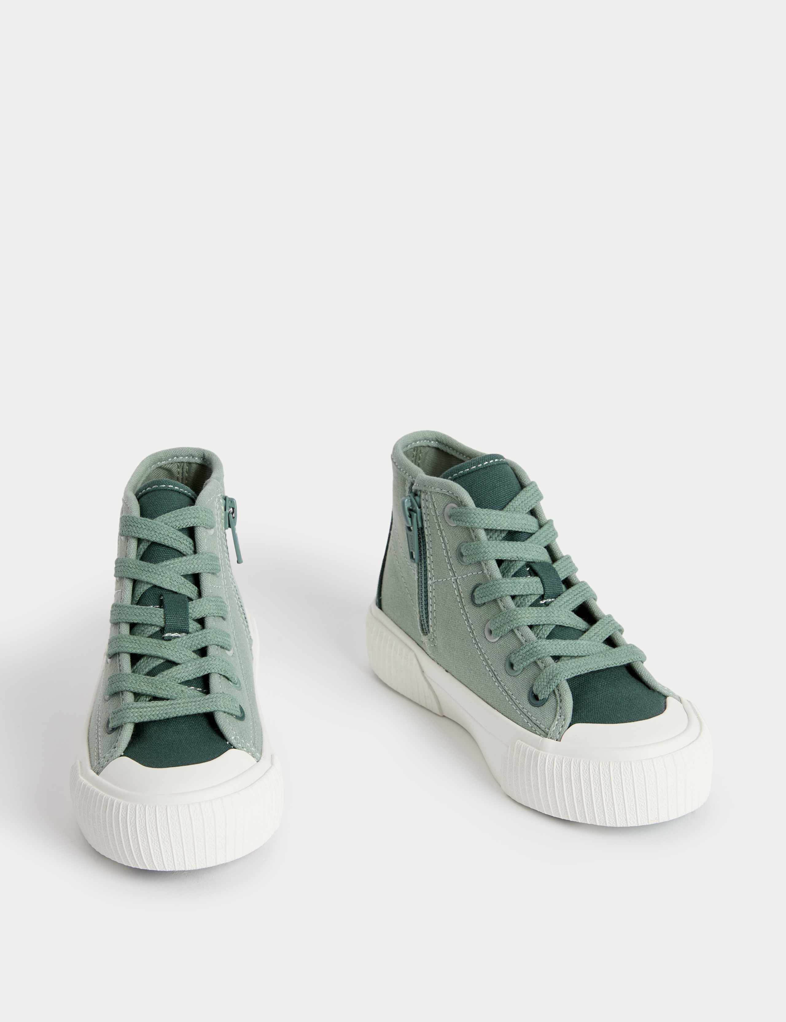 Kids' Canvas Freshfeet™ High Top Trainers (4 Small - 7 Large) 2 of 4