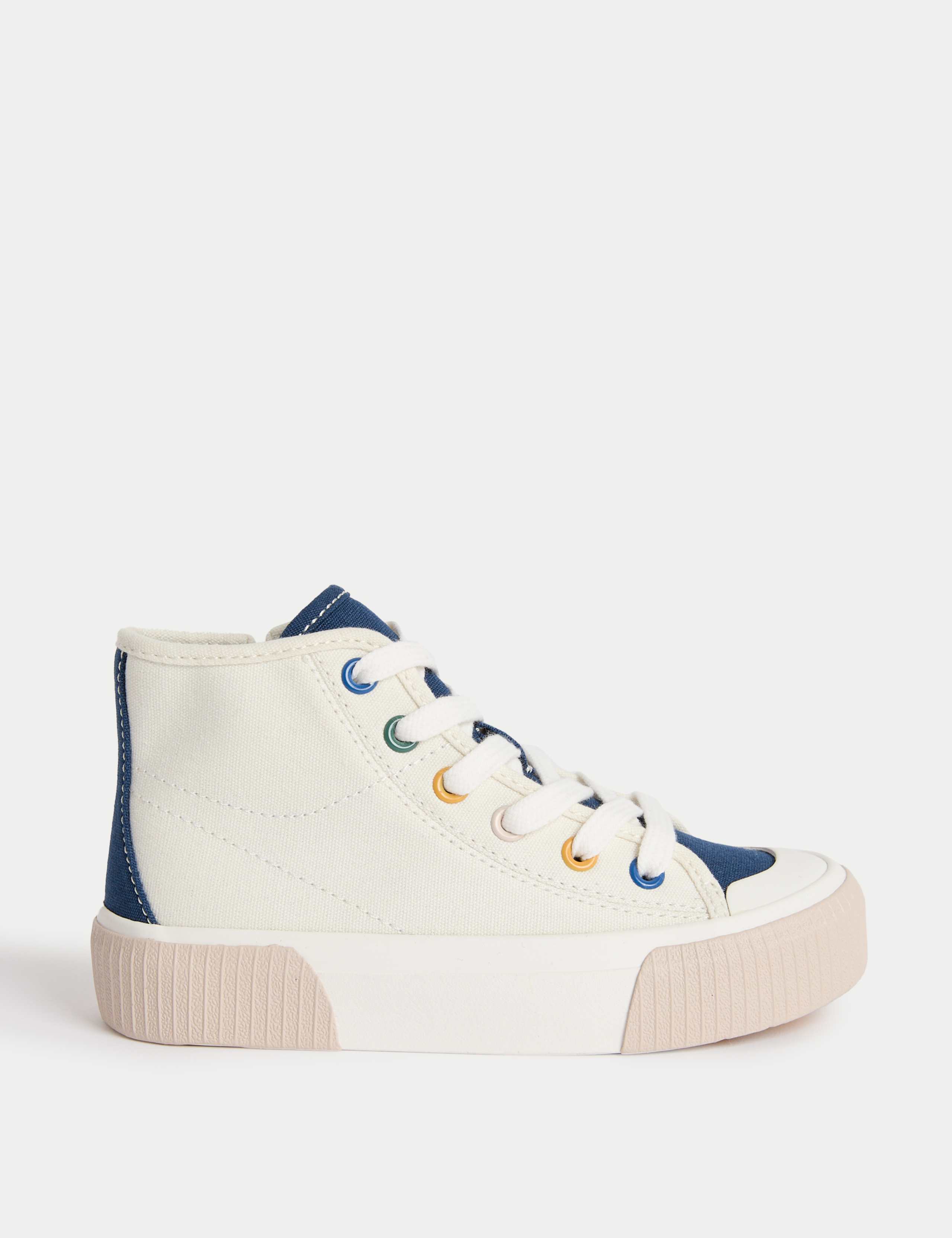 Kids' Canvas Freshfeet™ High Top Trainers (4 Small - 7 Large) 1 of 4