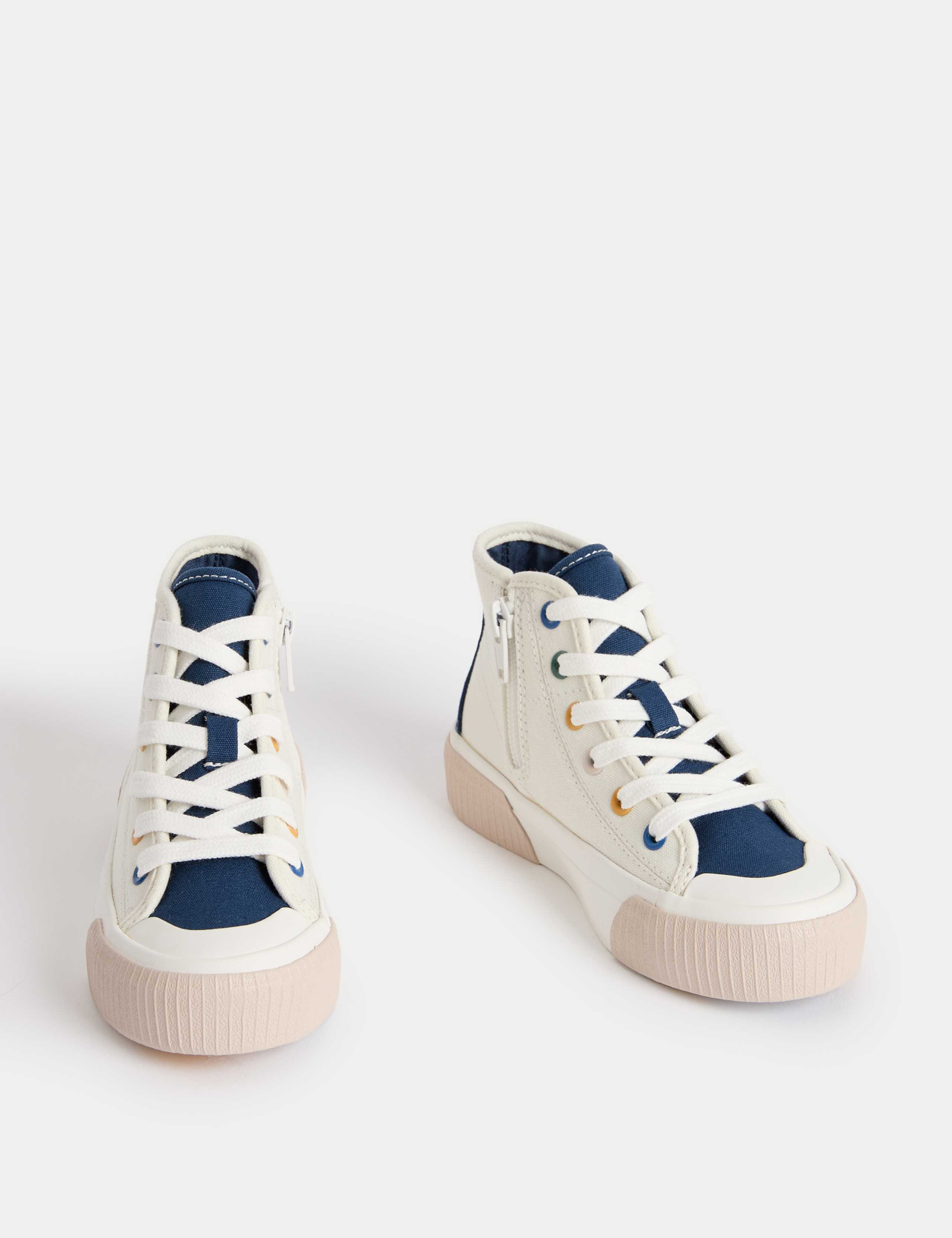 Kids' Canvas Freshfeet™ High Top Trainers (4 Small - 7 Large) 2 of 4