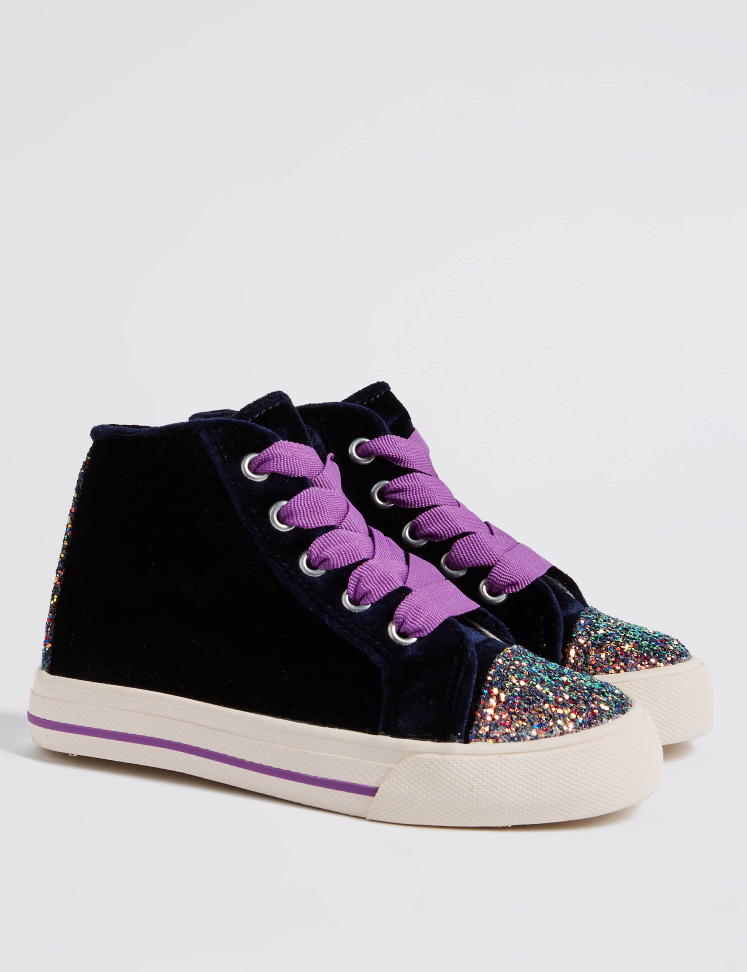 Kids' Velvet Hi Top Fashion Trainers 1 of 4