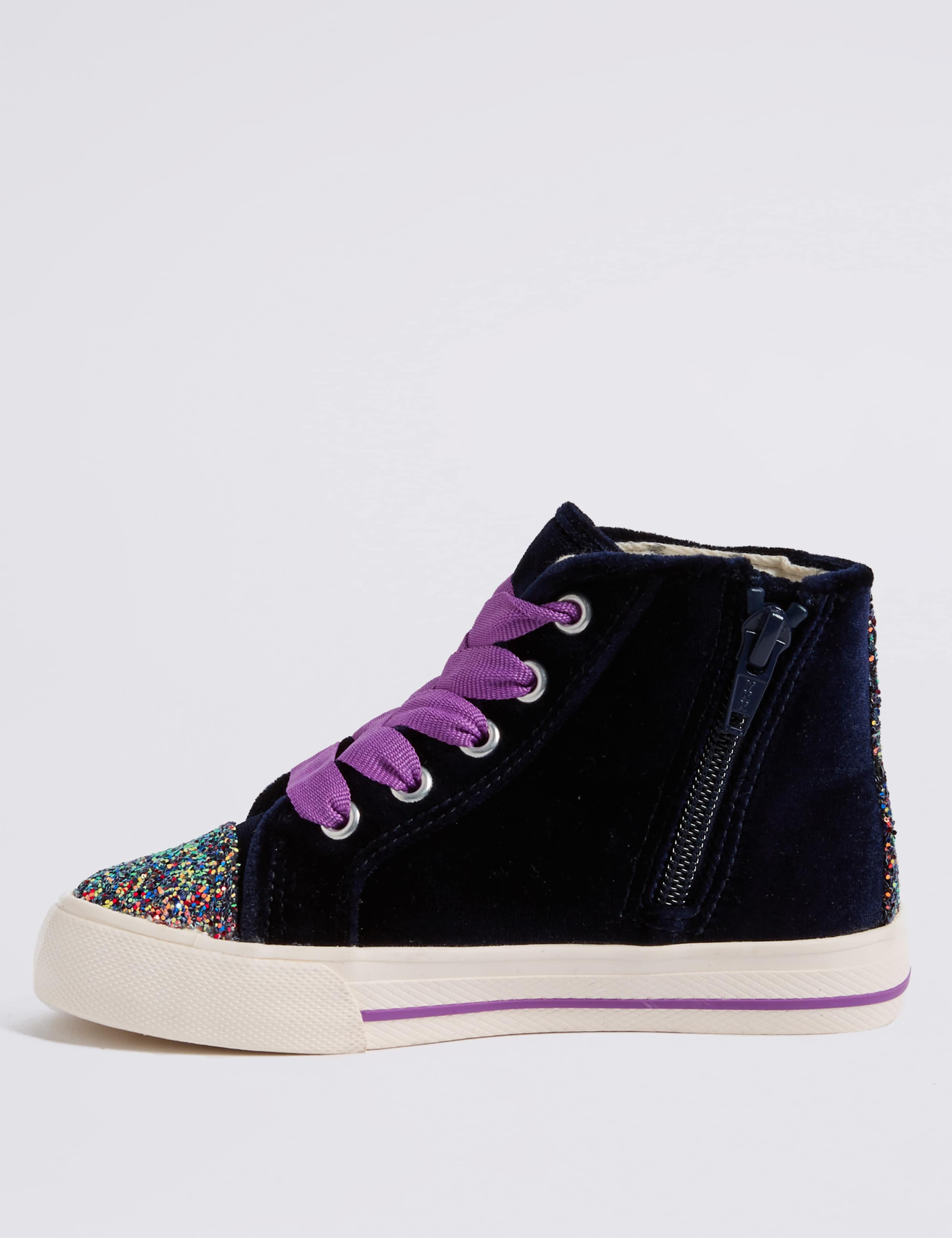 Kids' Velvet Hi Top Fashion Trainers 3 of 4