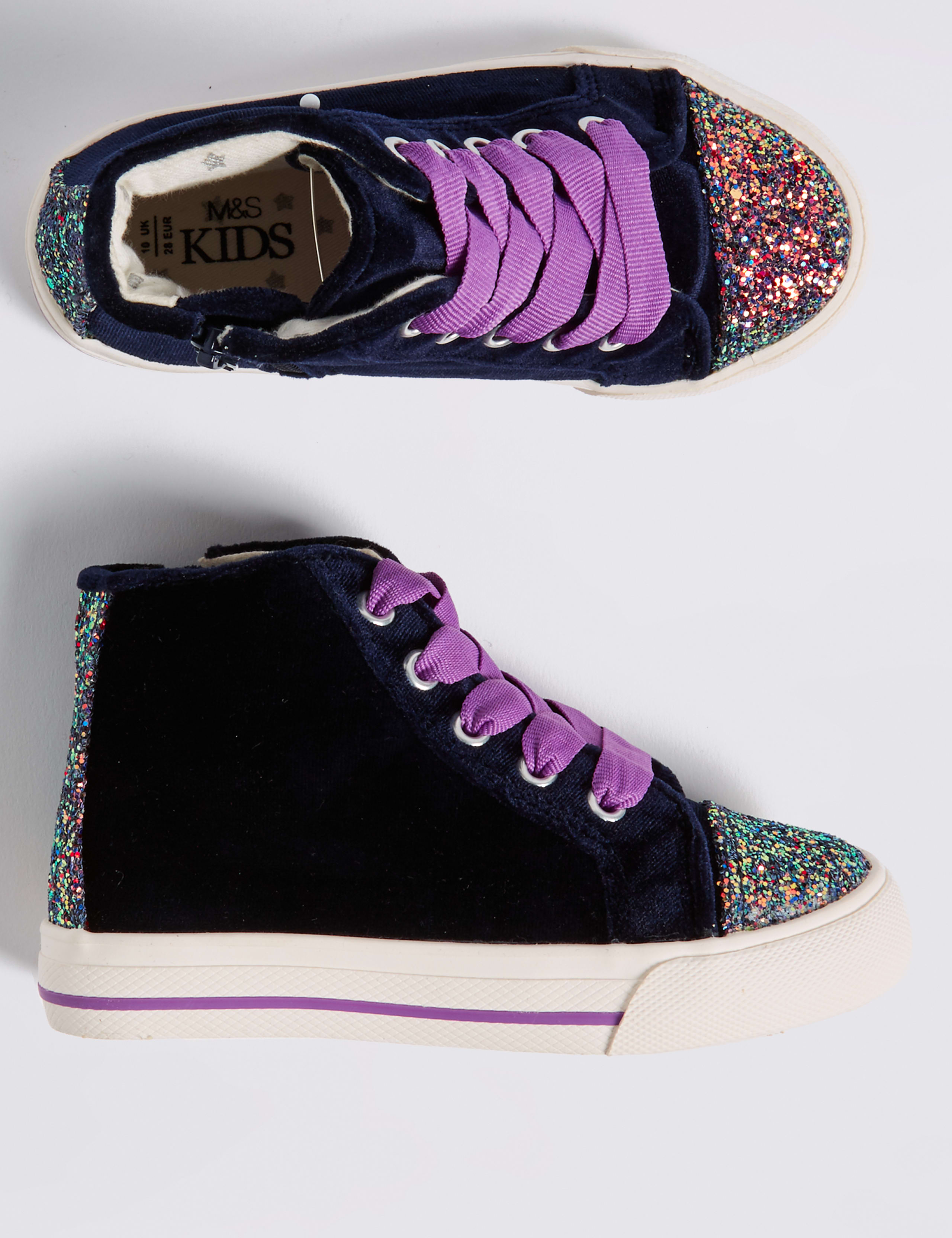 Kids' Velvet Hi Top Fashion Trainers 2 of 4